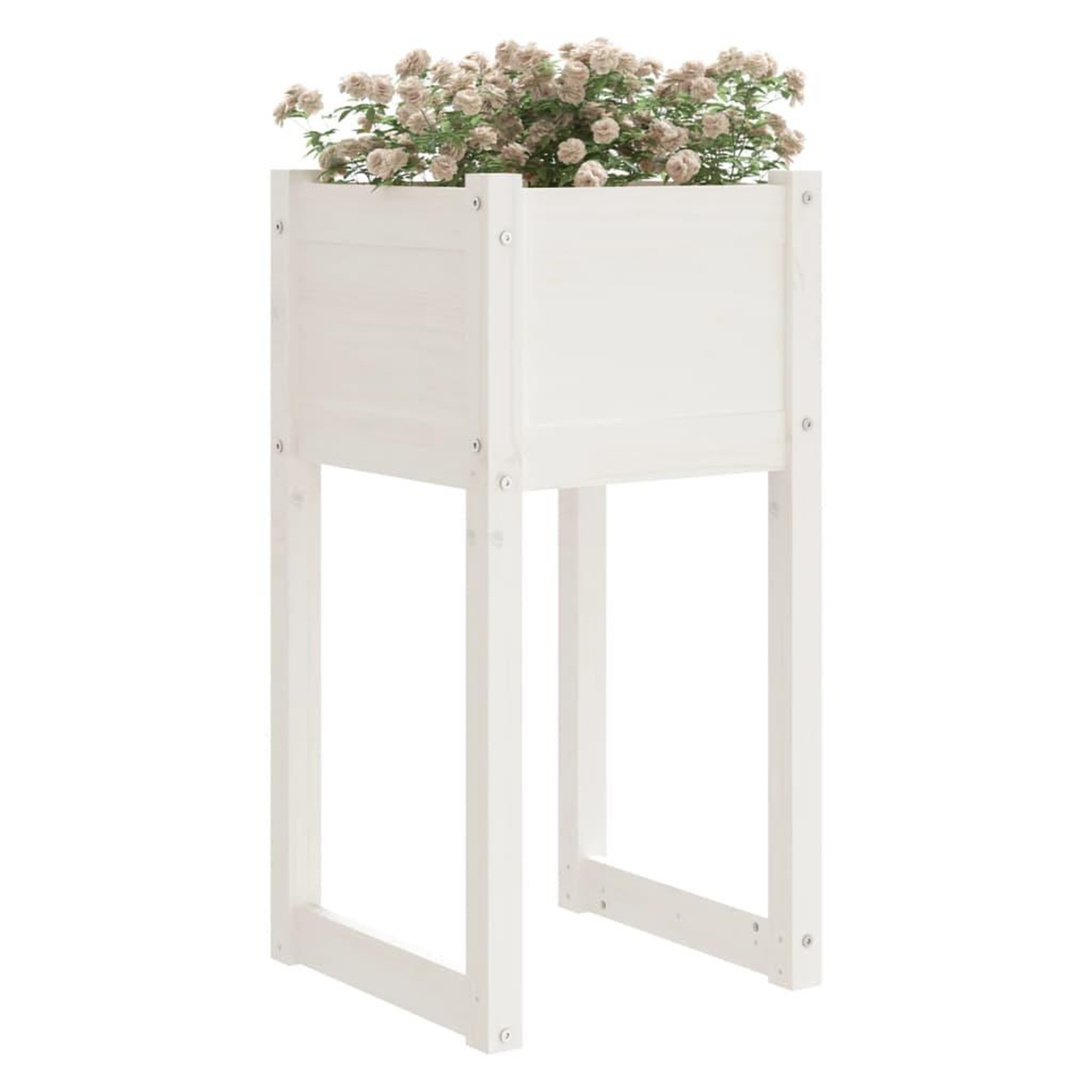 Voir la diapositive 3 : VIDAXL Jardiniere Blanc 40x40x81 cm Bois massif de pin