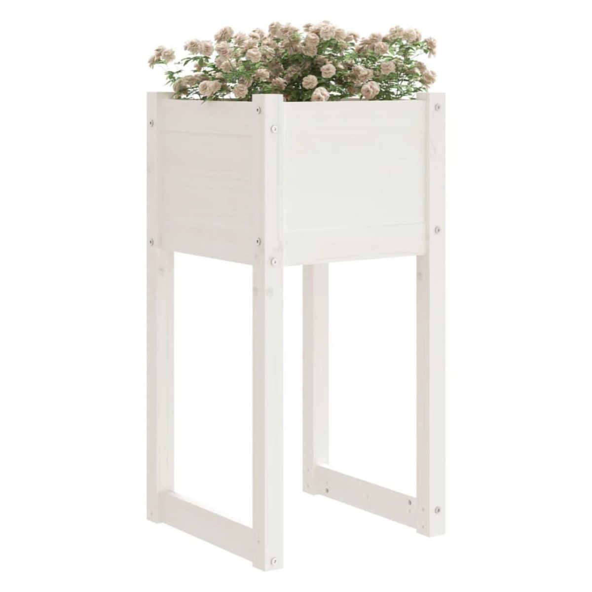 VIDAXL Jardiniere Blanc 40x40x81 cm Bois massif de pin