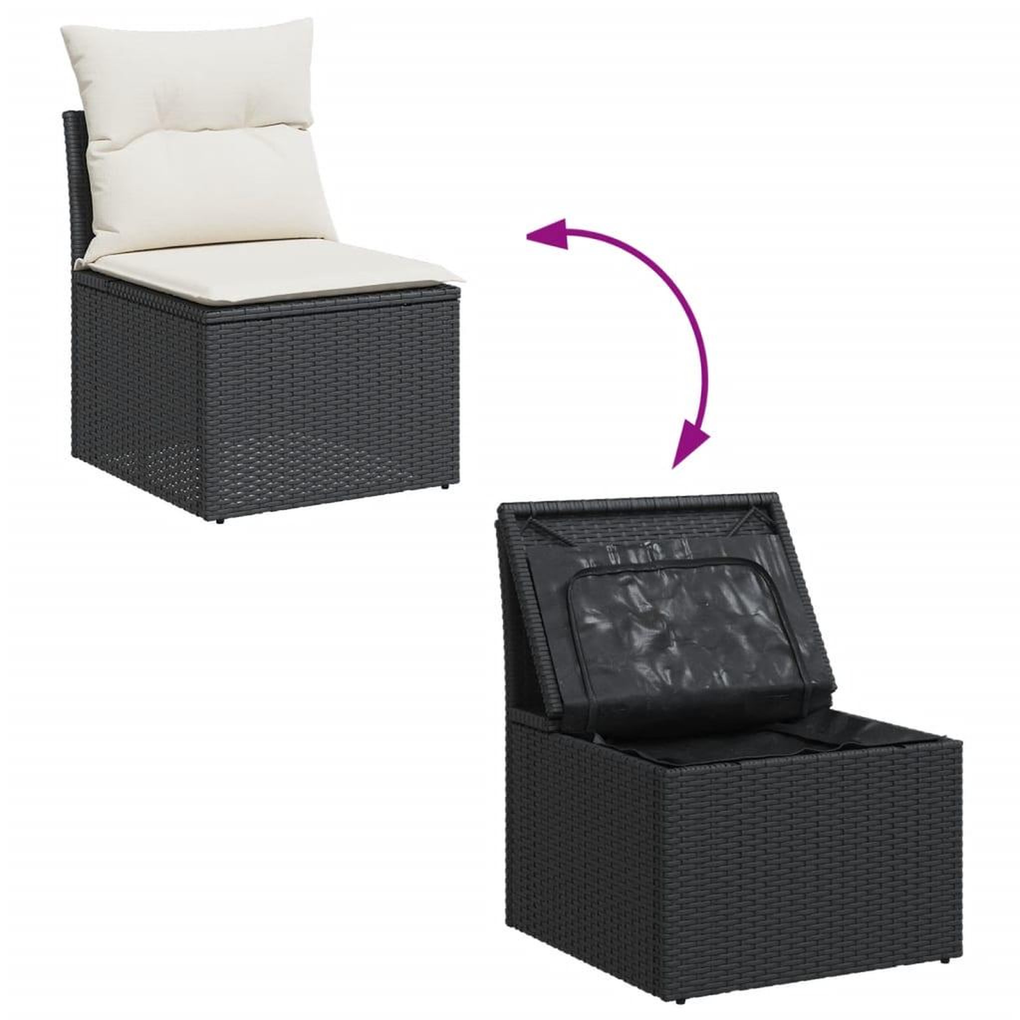 Voir la diapositive 4 : VIDAXL Salon de jardin avec coussins 14 pcs noir resine tressee