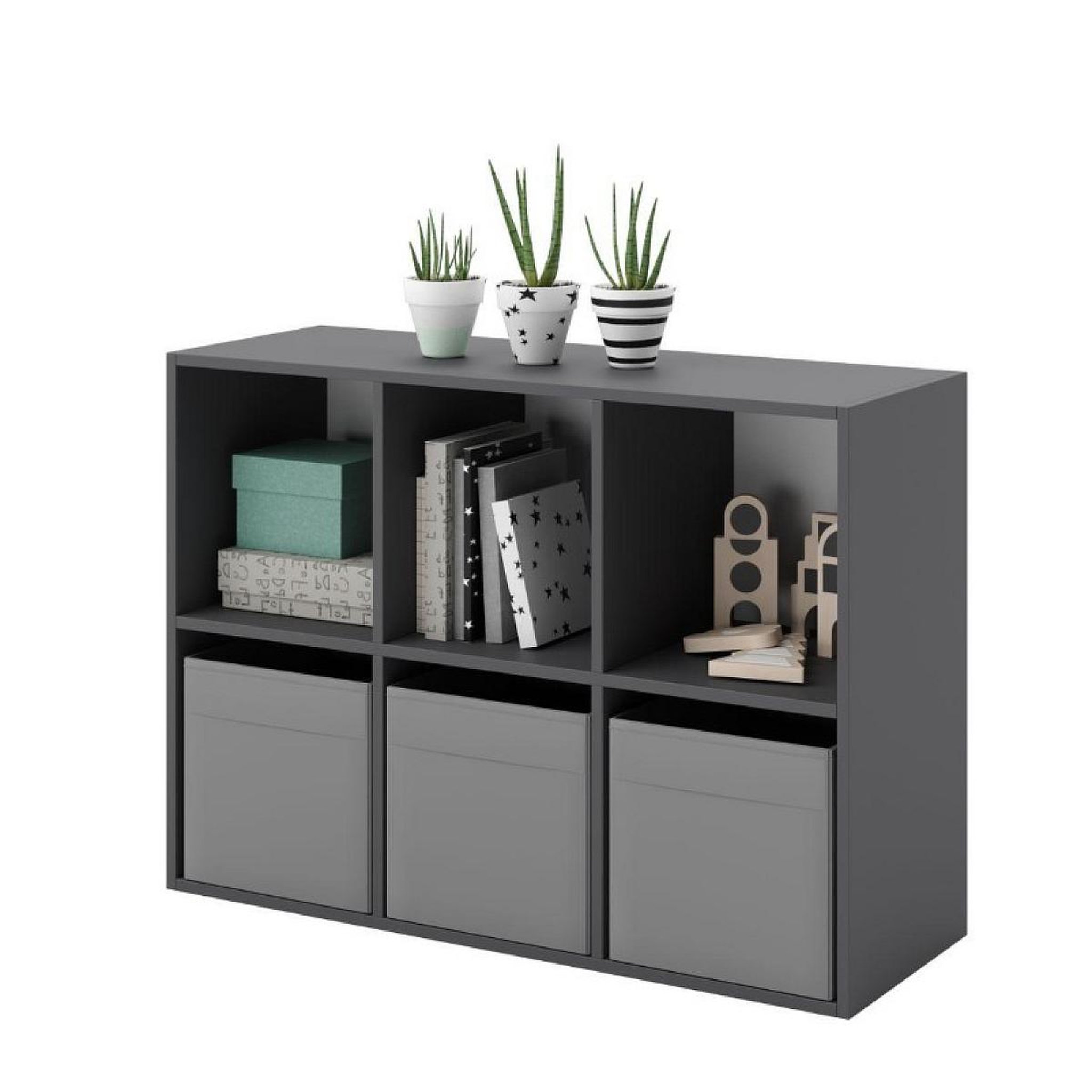 KOBI Etagère cube Loni 2x3 gris