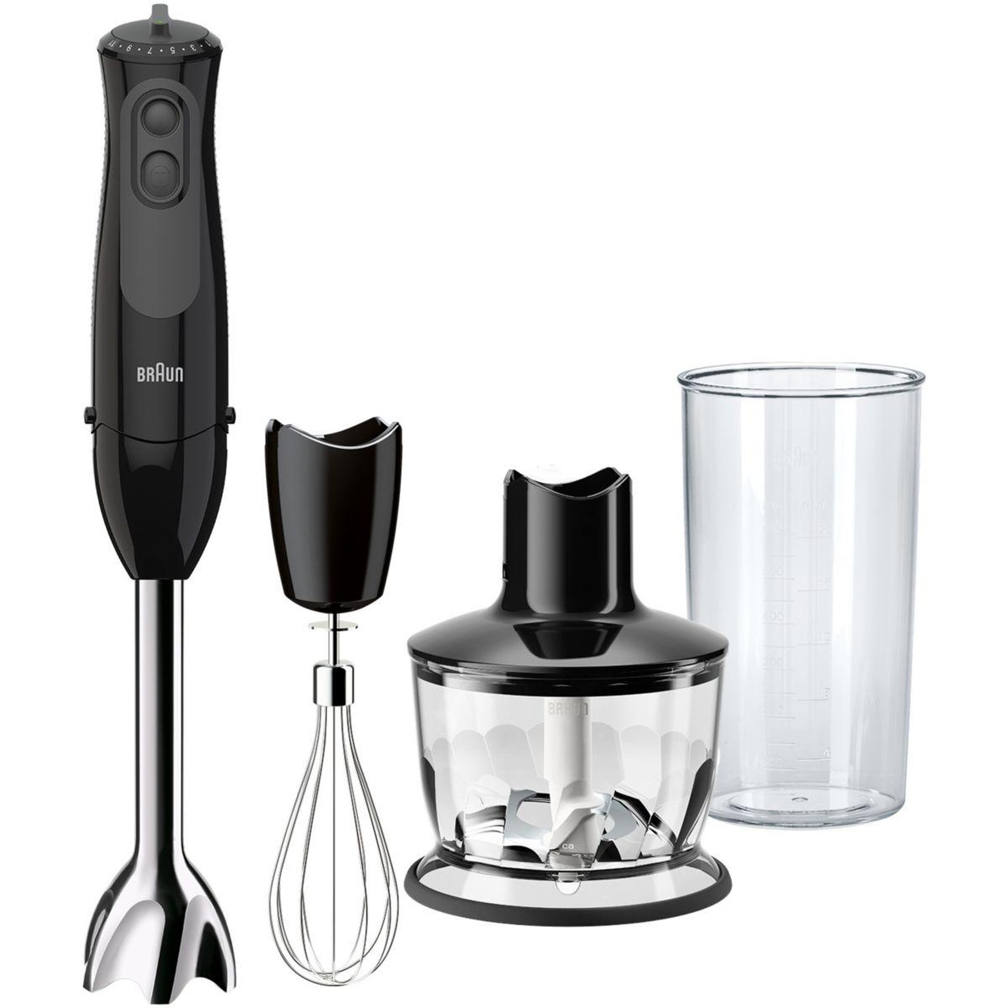 Voir la diapositive 1 : BRAUN Mixeur MQ3135BK MultiQuick 3 noir 2 accessoires