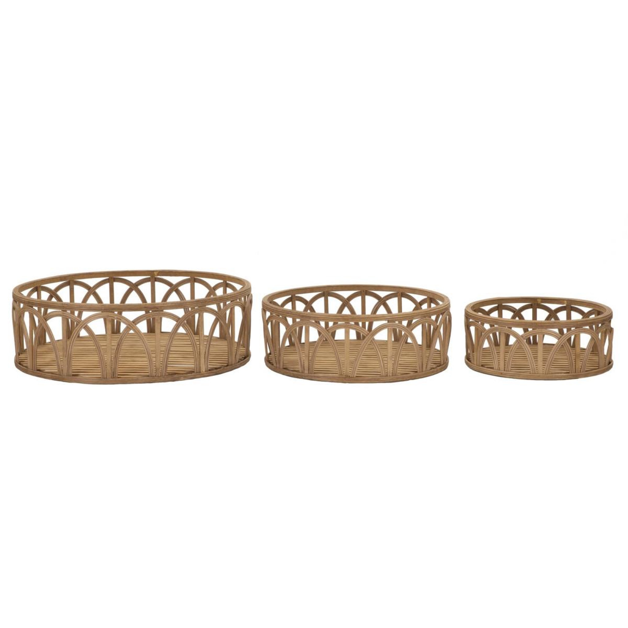 Paris Prix Lot de 3 plateaux décoratifs en rotin  fuji  50cm naturel