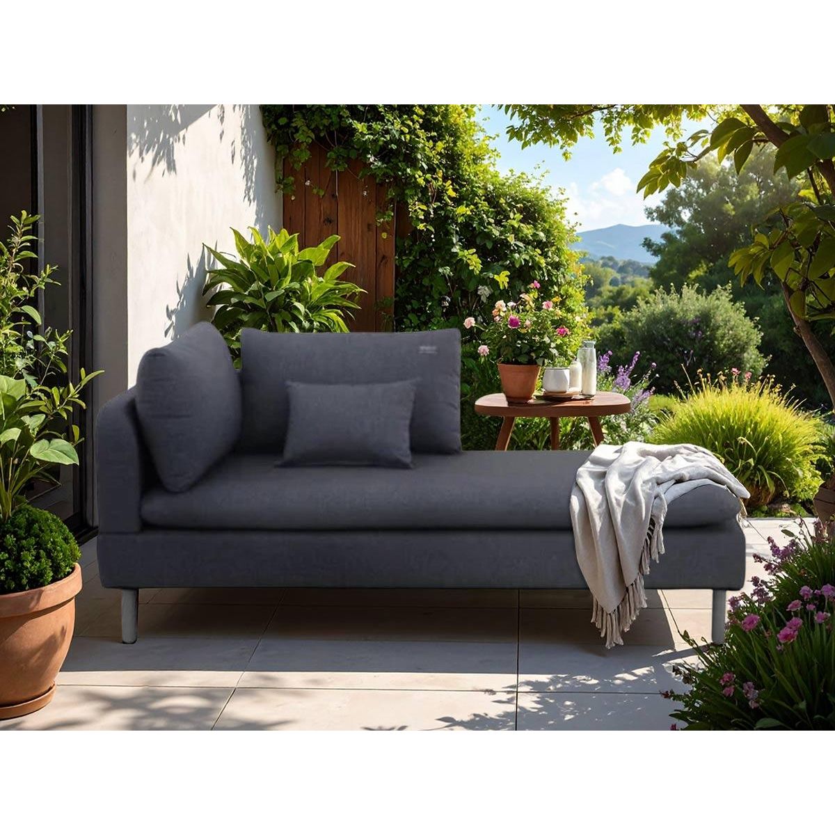 JARDIDECO Canapé méridienne Modularo avec dossiers et tablettes amovibles - Jardideco