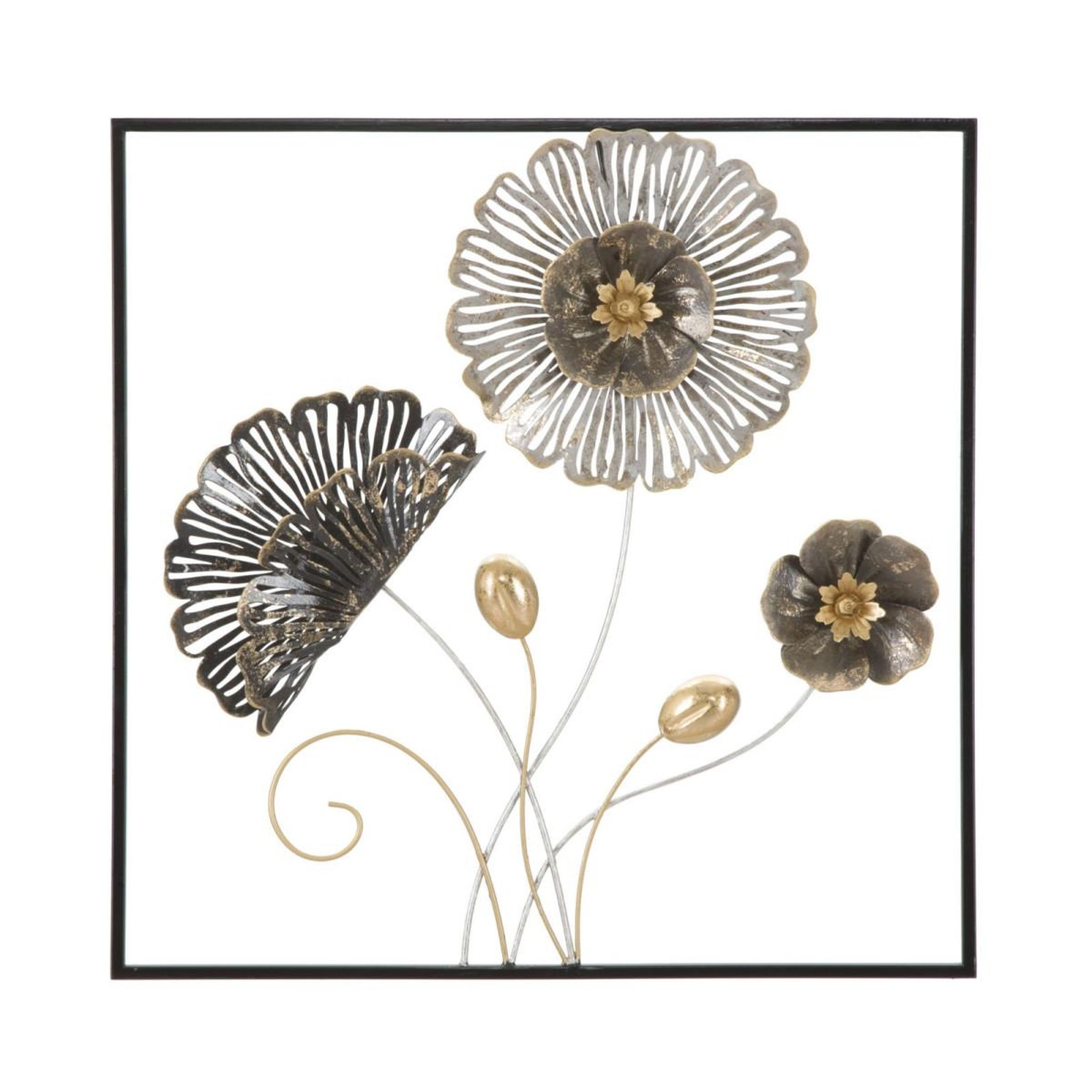 Paris Prix Décoration murale encadrée en métal  fleurs  50cm multicolore