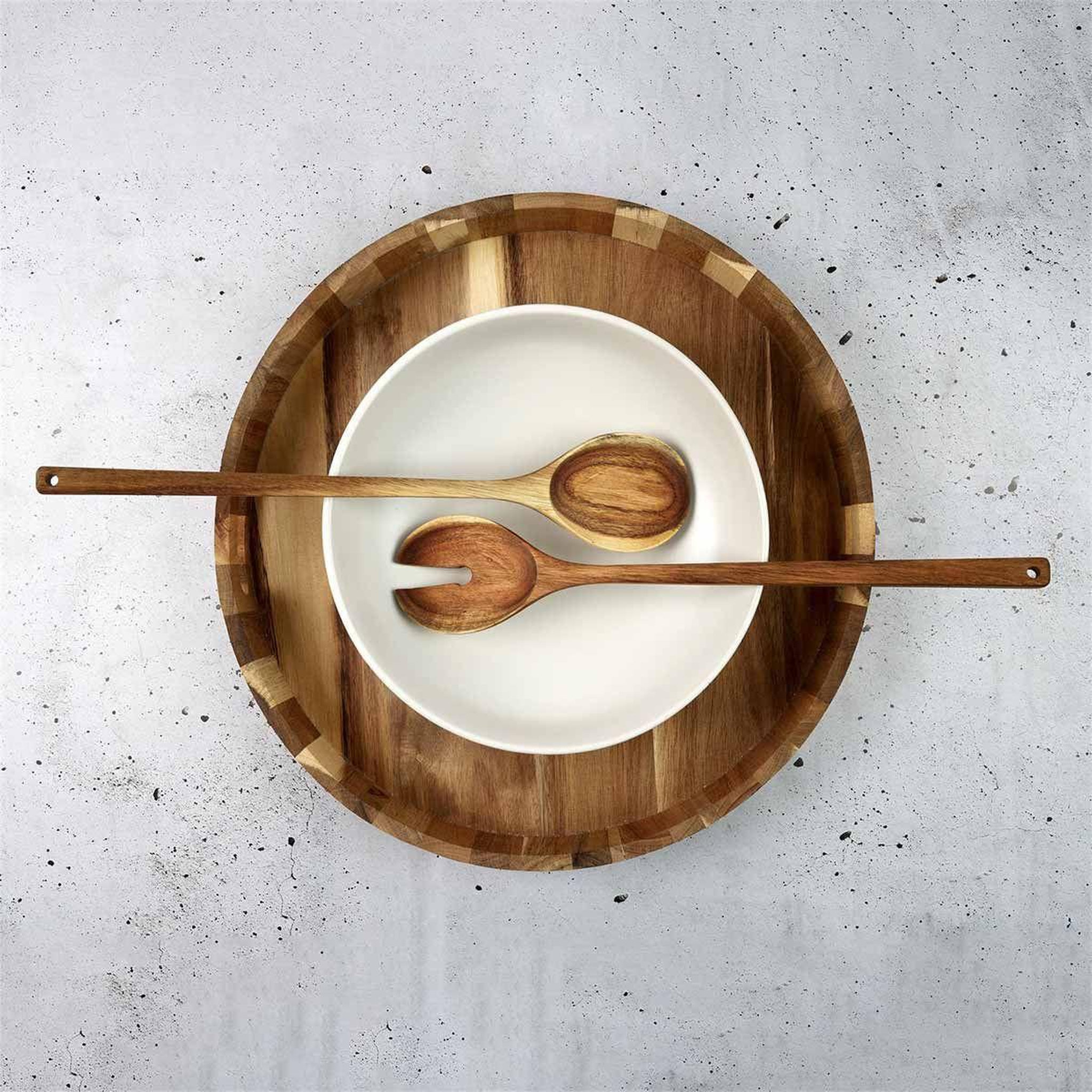 Voir la diapositive 5 : The Home Deco Factory Couverts de service  acacia  36cm marron