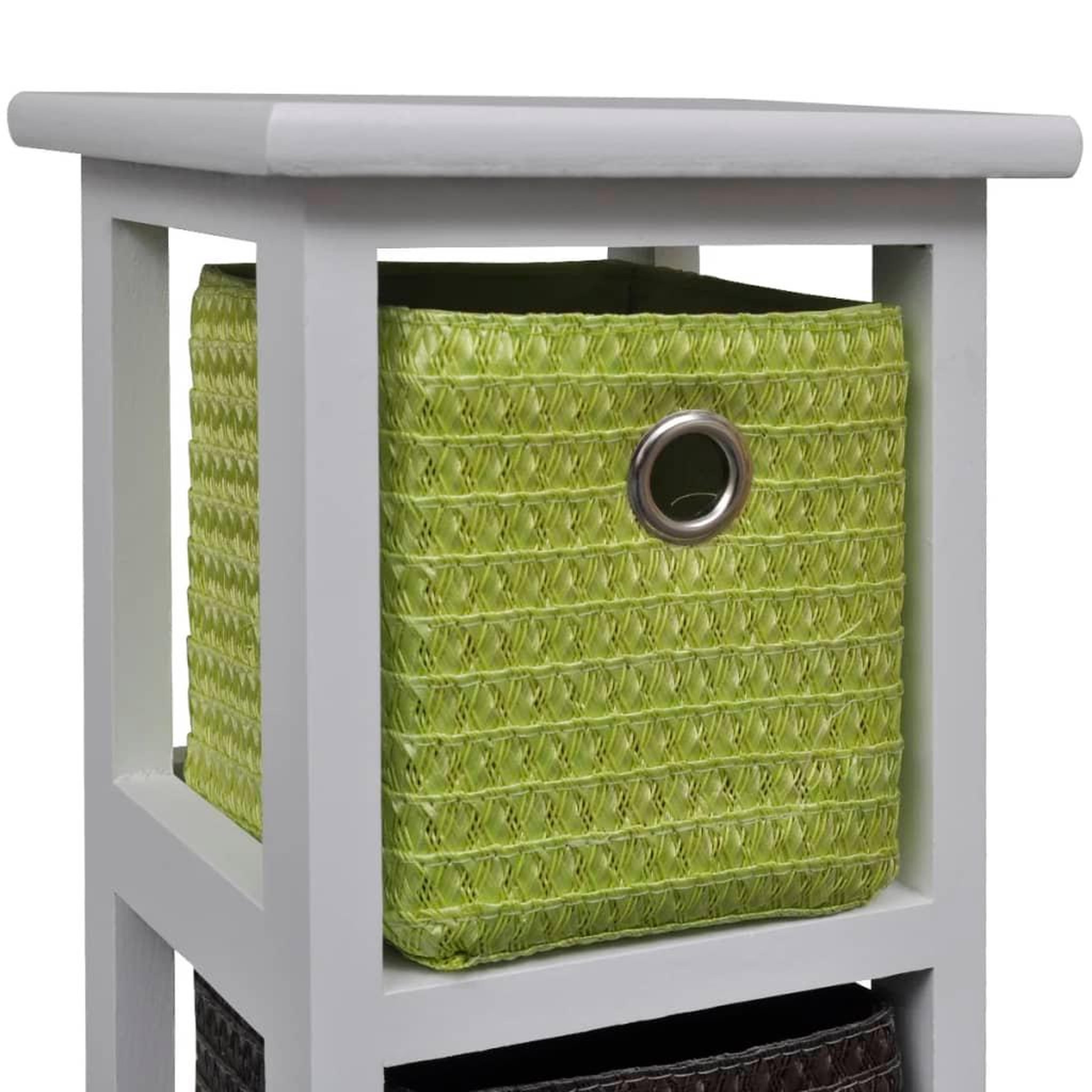 Voir la diapositive 3 : VIDAXL Etagere de rangement et paniers multicolores bois de paulownia