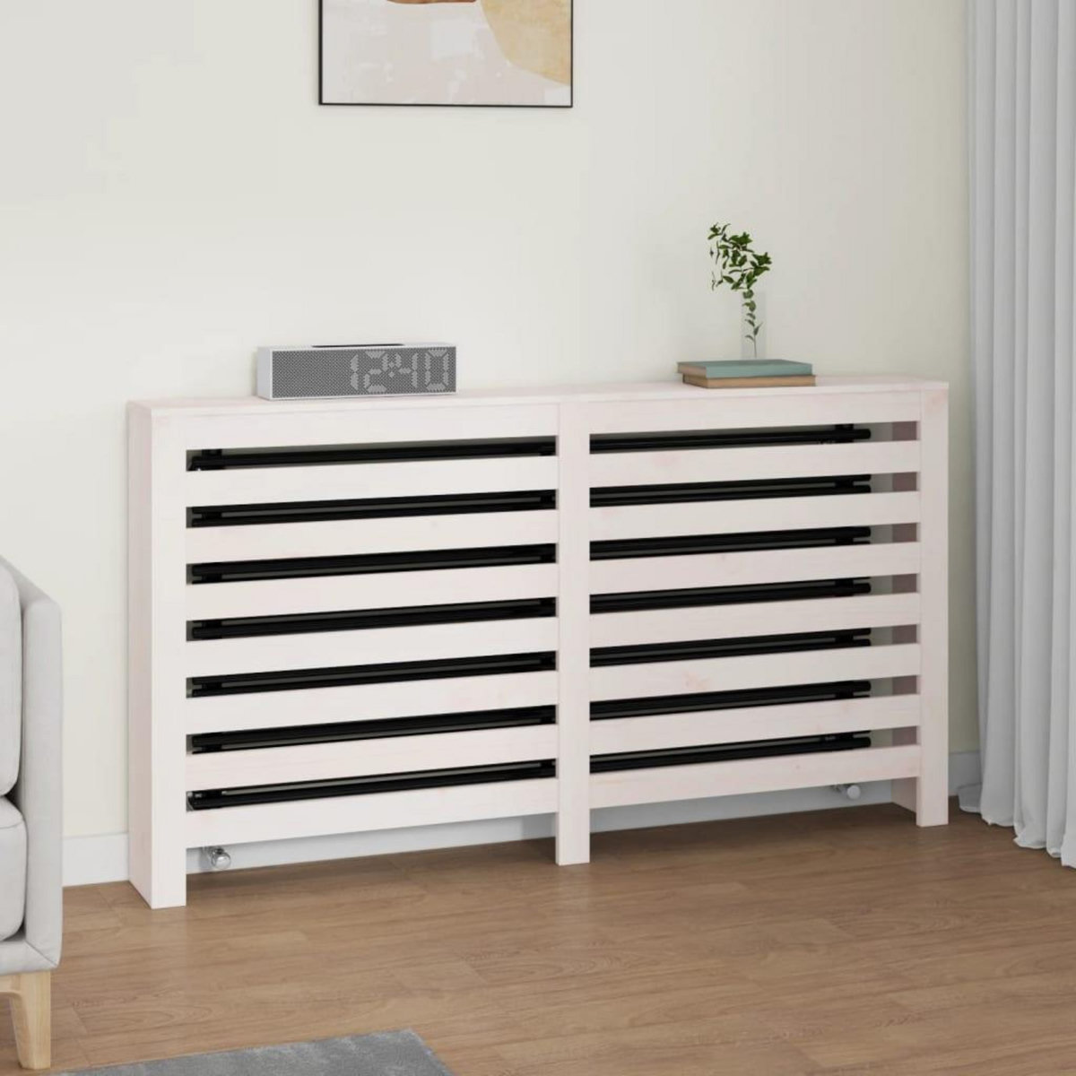 VIDAXL Cache-radiateur Blanc 153x19x84 cm Bois massif de pin
