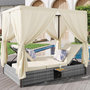 Voir la diapositive 5 : MERAX Bain de soleil en Métal avec auvent, table pliante, pliable, coussins, crème