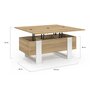 Voir la diapositive 5 : ID MARKET Table basse plateau relevable rectangulaire convertible en table à manger PHOENIX 97,5 cm bois et blanc