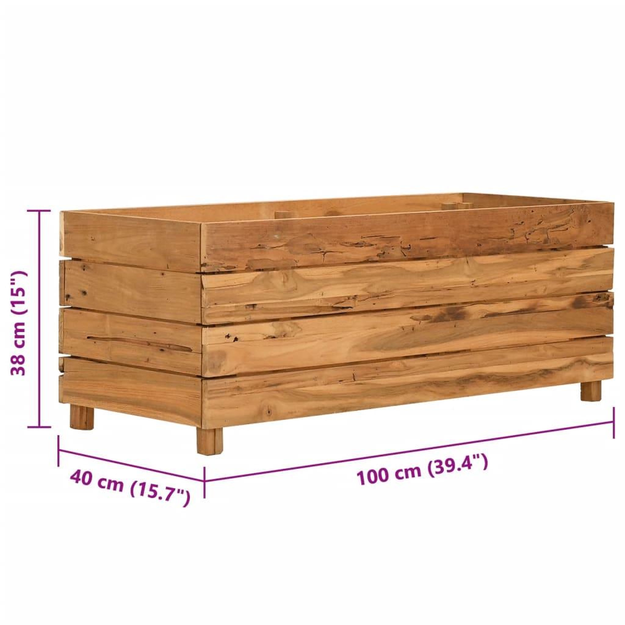 Voir la diapositive 6 : VIDAXL Lit sureleve 100x40x38 cm bois de teck recycle et acier