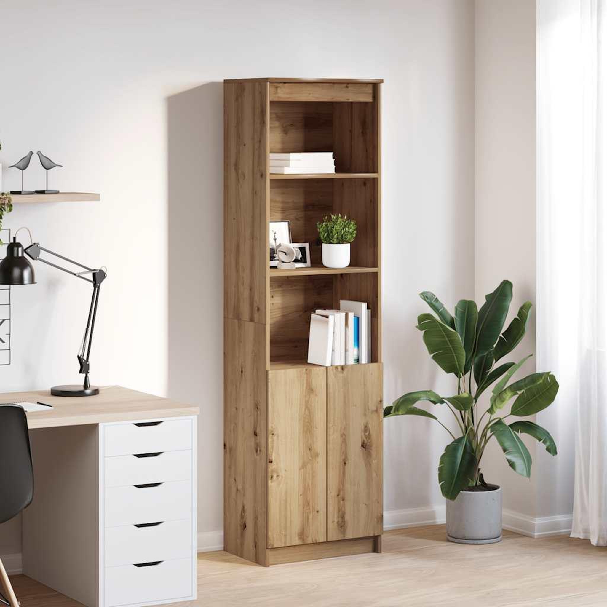 Voir la diapositive 1 : VIDAXL Buffet haut chene artisanal 50x35x180 cm bois d'ingenierie