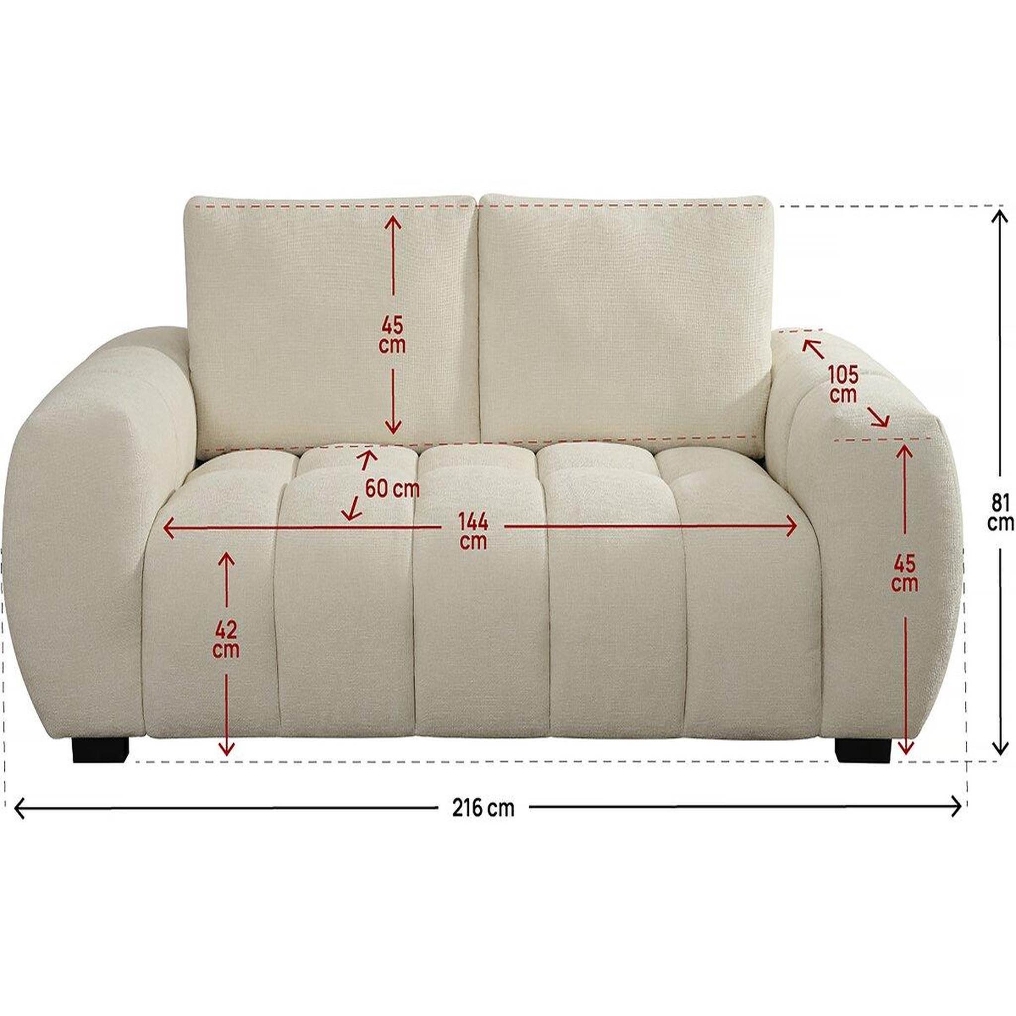 Voir la diapositive 3 : Habitat et Jardin Canapé en tissu chenille  Cambon  - 3 places - Beige
