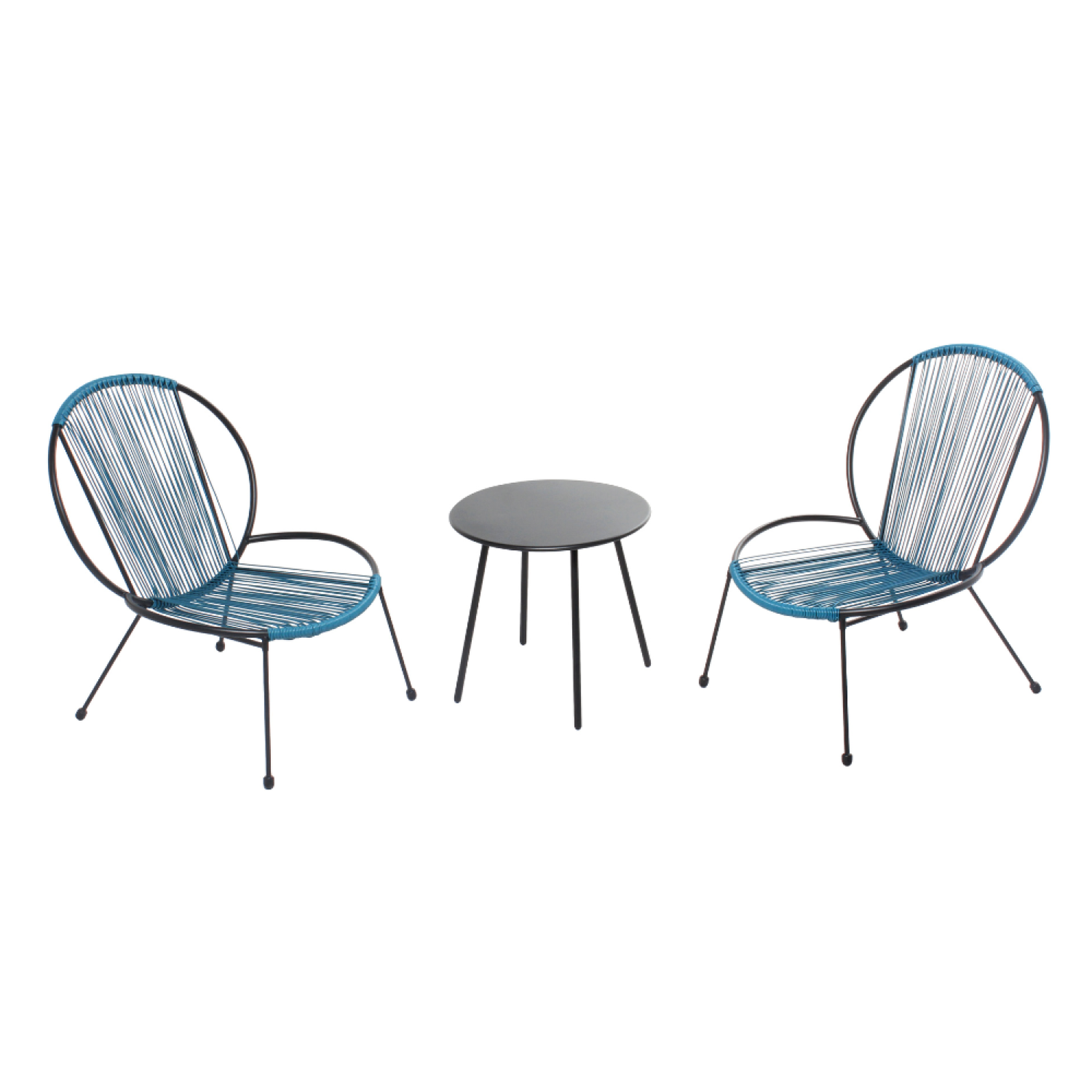 CONCEPT USINE Ensemble de 2 fauteuils + 1 table basse bleu rete