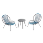 Voir la diapositive 1 : CONCEPT USINE Ensemble de 2 fauteuils + 1 table basse bleu RETE