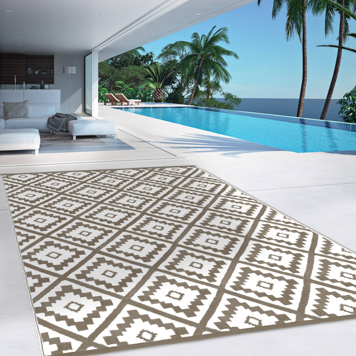 ID MARKET Tapis extérieur BAHAMAS taupe 270 x 370 CM