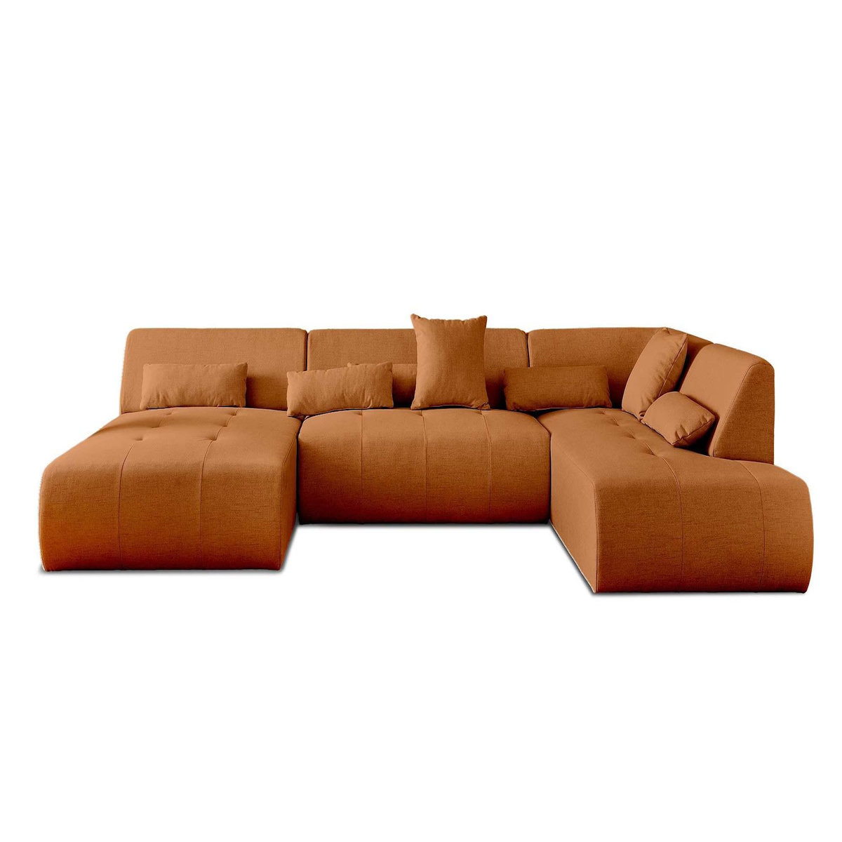 LISA DESIGN Onyx - canapé panoramique d'angle droit 7 places - en tissu