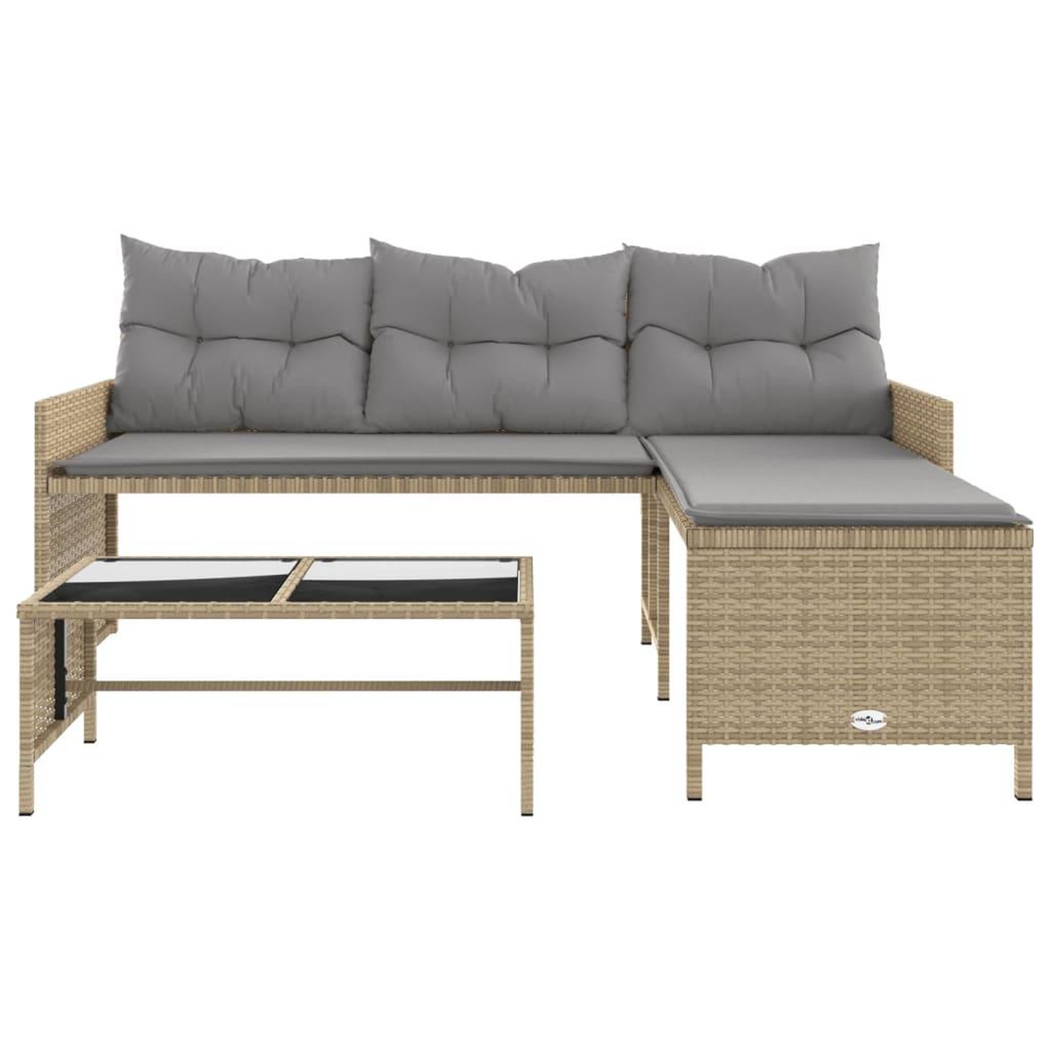 Voir la diapositive 5 : VIDAXL Canape de jardin table et coussins en forme de L melange beige