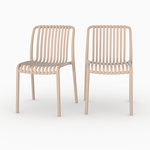 MAISON PAVANE Lot de 2 chaises de jardin empilables en plastique beige-Duli