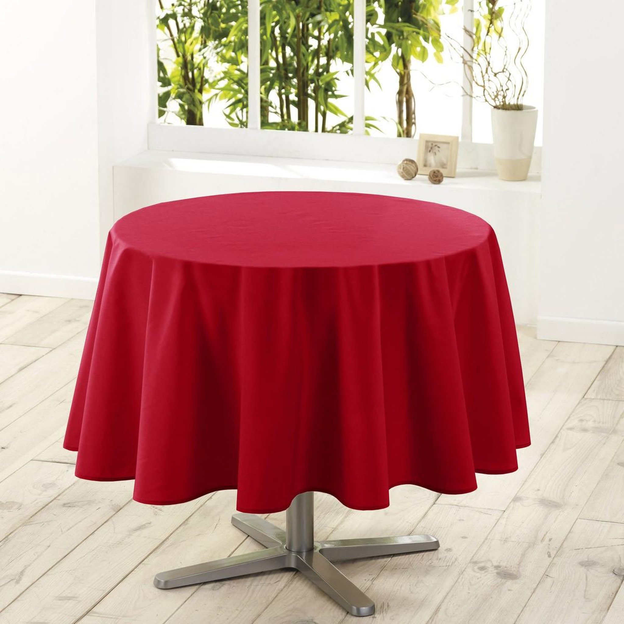 Douceur d'Intérieur Nappe ronde antitache  essentiel  180cm rouge