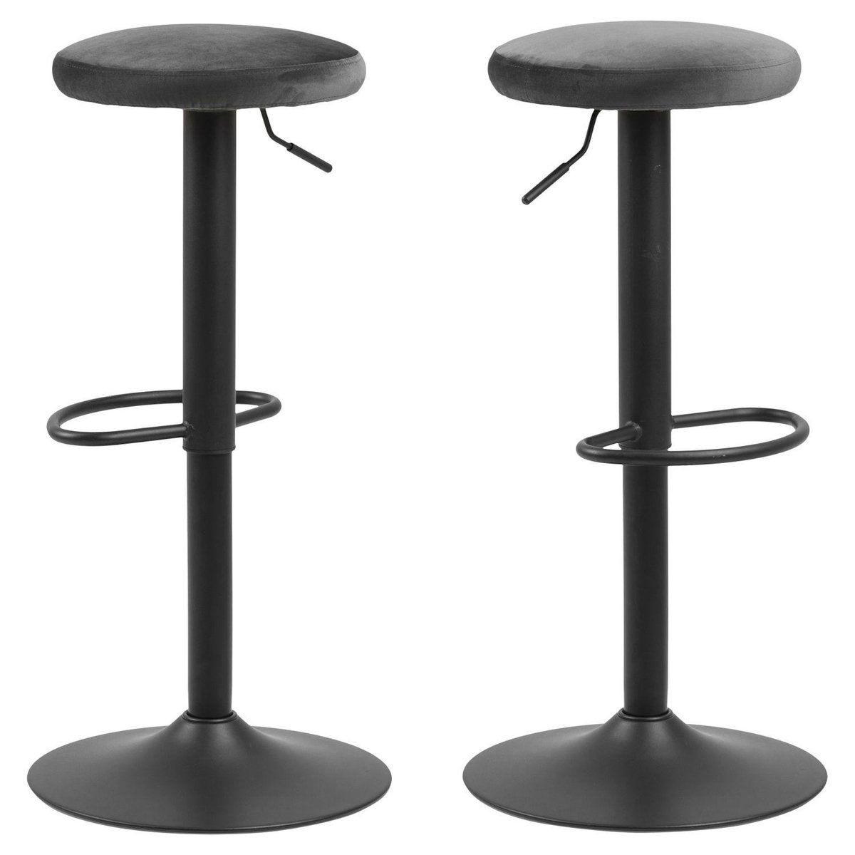 TOILINUX Lot de 2 Tabourets de bar Finch avec repose pieds et hauteur réglable en tissu et métal