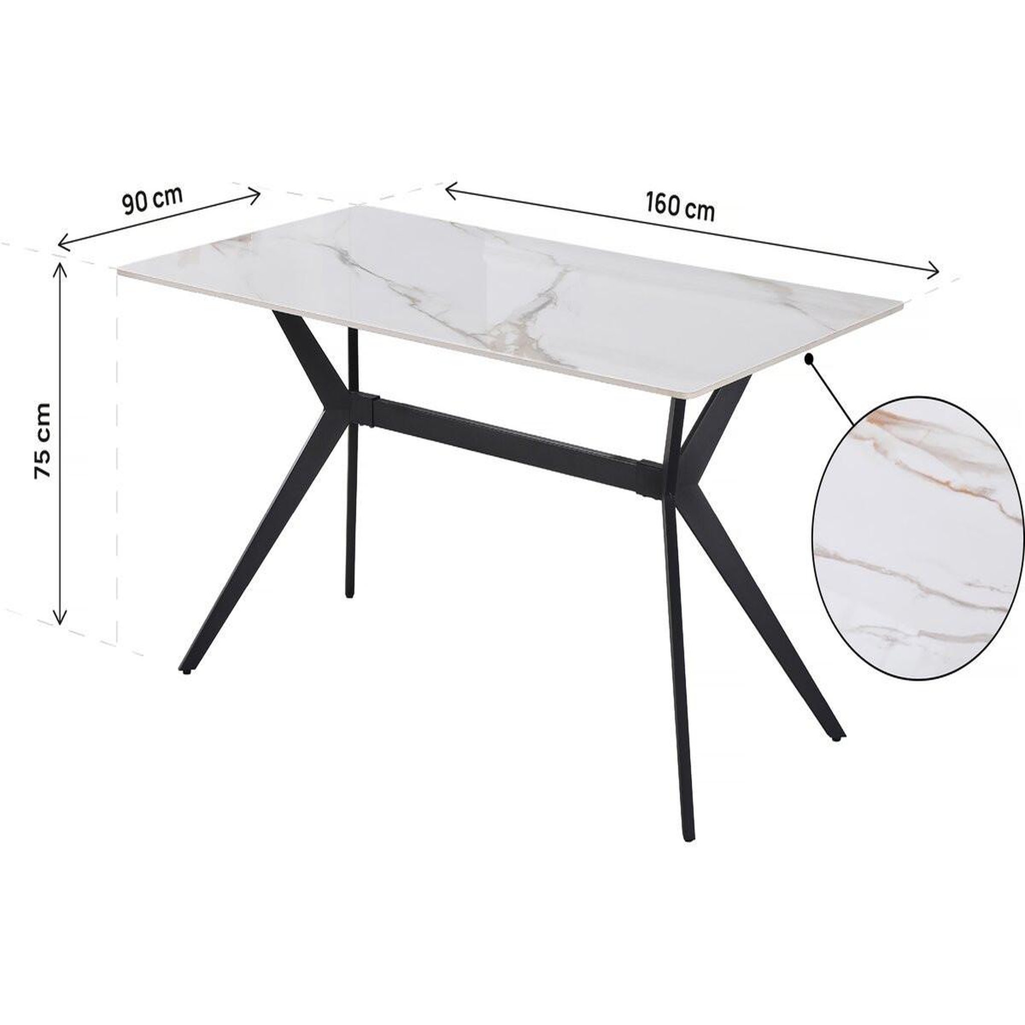 Voir la diapositive 3 : Habitat et Jardin Table à manger en céramique  boreal  - 4 à 6 personnes - 160 cm - blanc