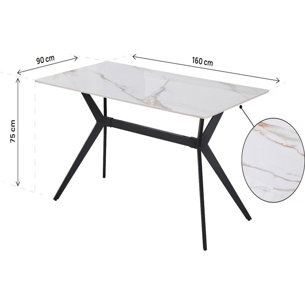 Habitat et Jardin Table à manger en céramique  Boreal  - 4 à 6 personnes - 160 cm - Blanc