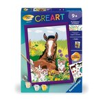 RAVENSBURGER CreArt Kids 18x24cm Cheval et chatons, Kit de peinture par numéros Numéro d'Art, Des 7 ans, 25840, Ravensburger