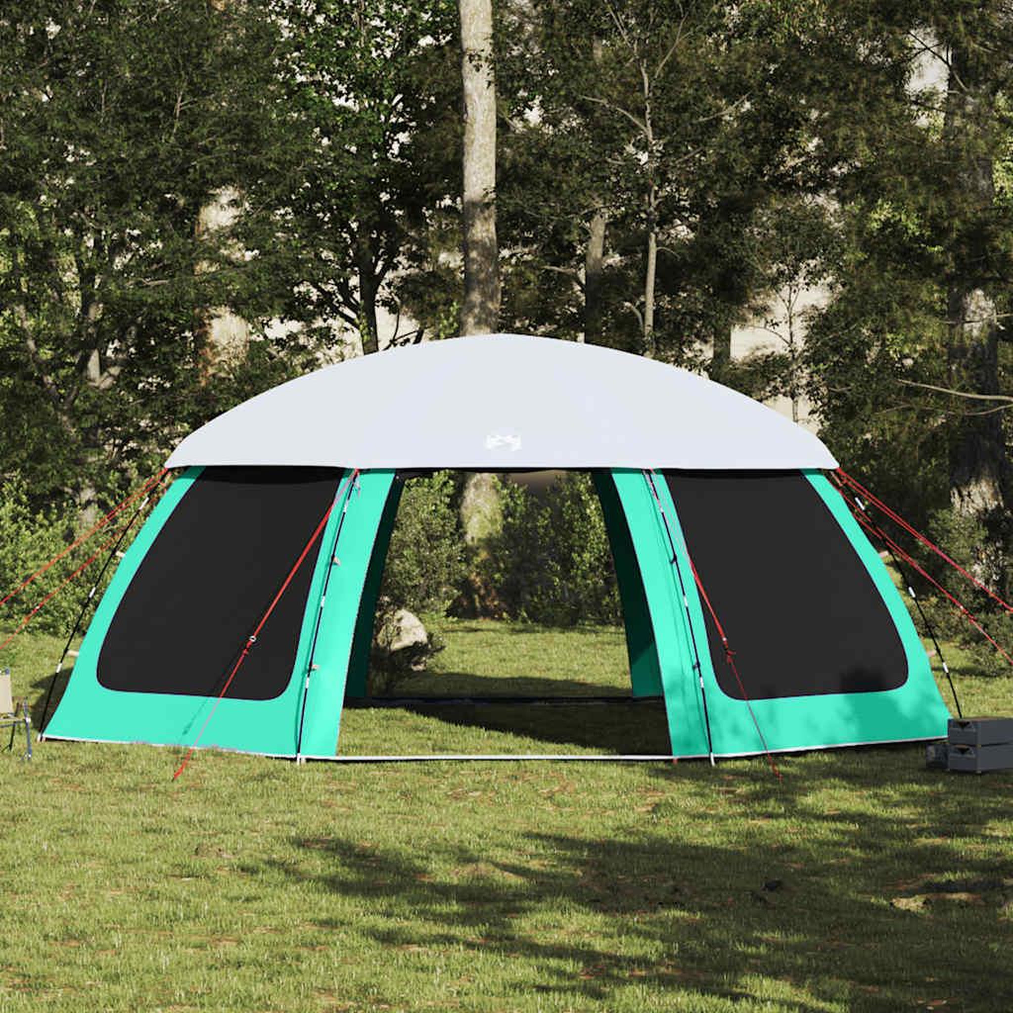 Voir la diapositive 4 : VIDAXL Tente piscine toit amovible parois maille vert d'eau 690x690 cm