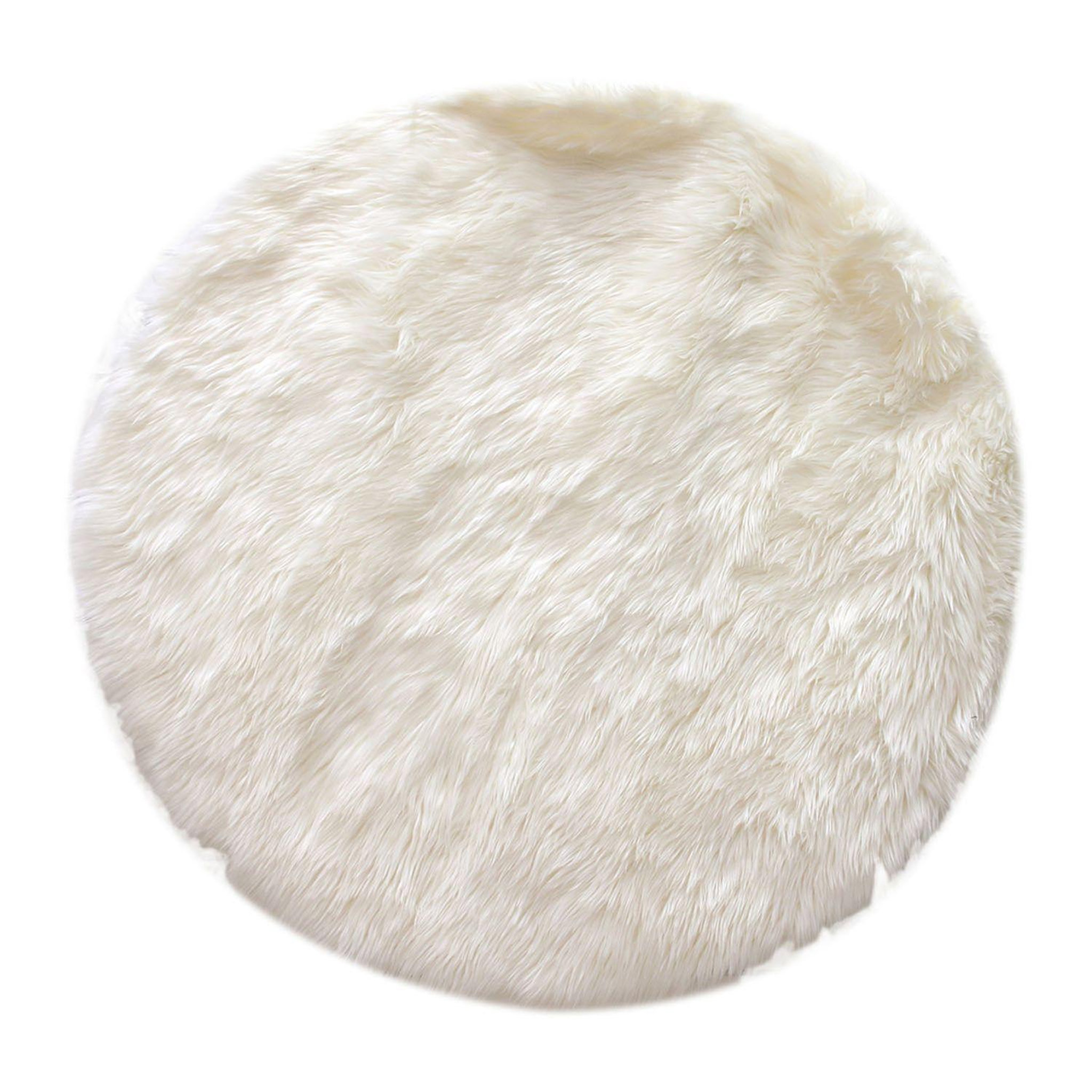 The Home Deco Factory Tapis rond imitiation fourrure cocooning - diam. 115 cm - blanc ecru