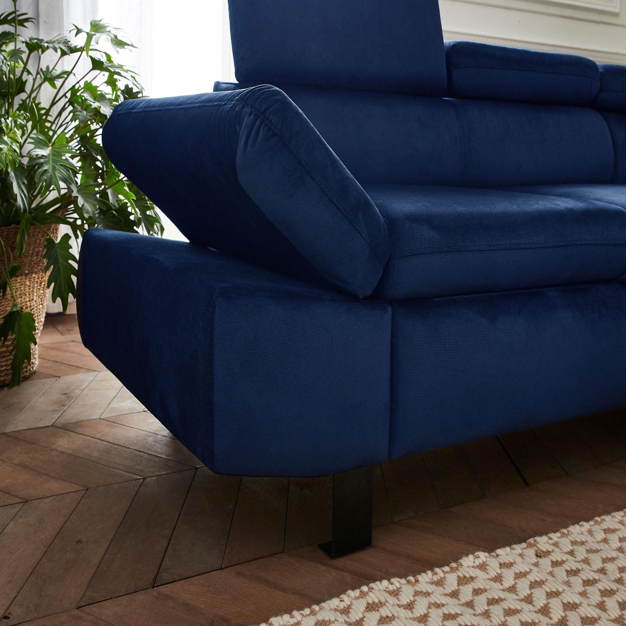 Voir la diapositive 4 : LISA DESIGN Nairobi - canapé d'angle convertible - en velours - 5 places - avec têtières - droit