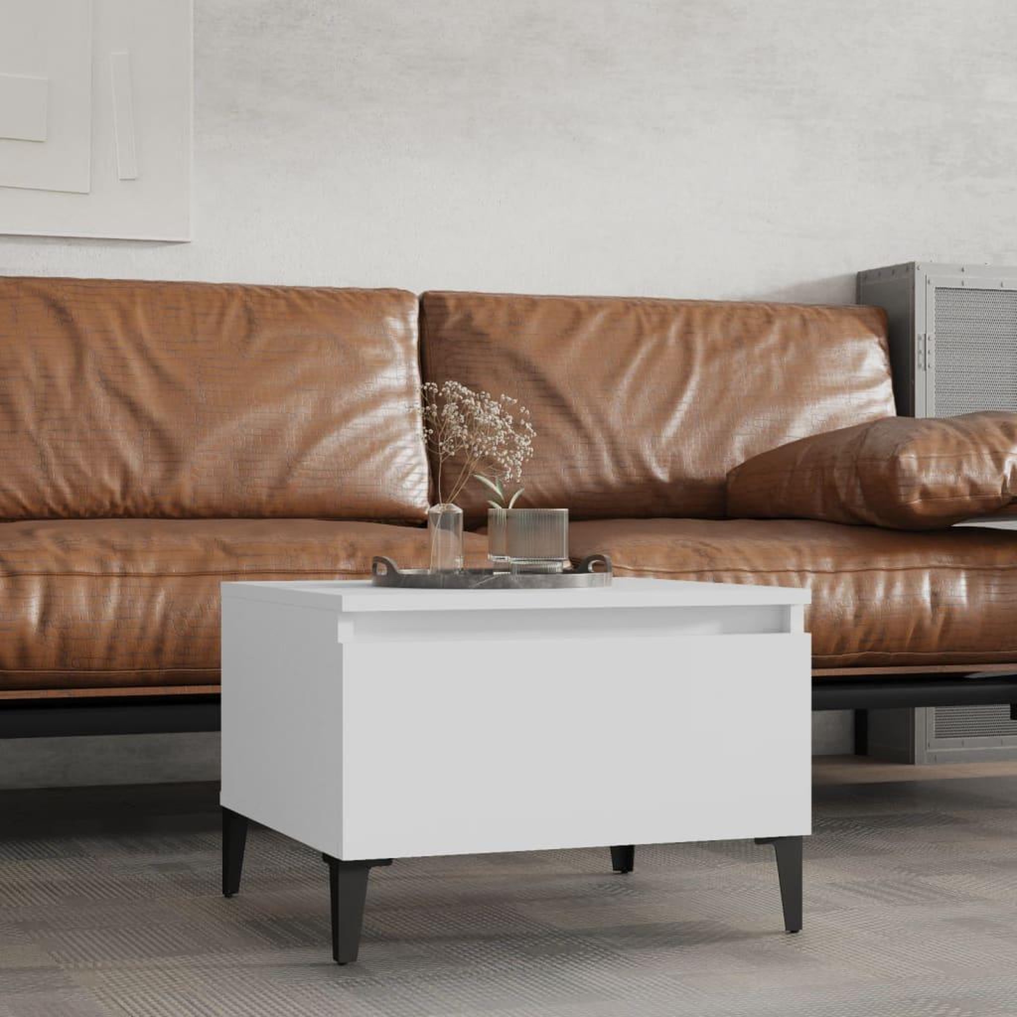 Voir la diapositive 1 : VIDAXL Table d'appoint Blanc 50x46x35 cm Bois d'ingenierie