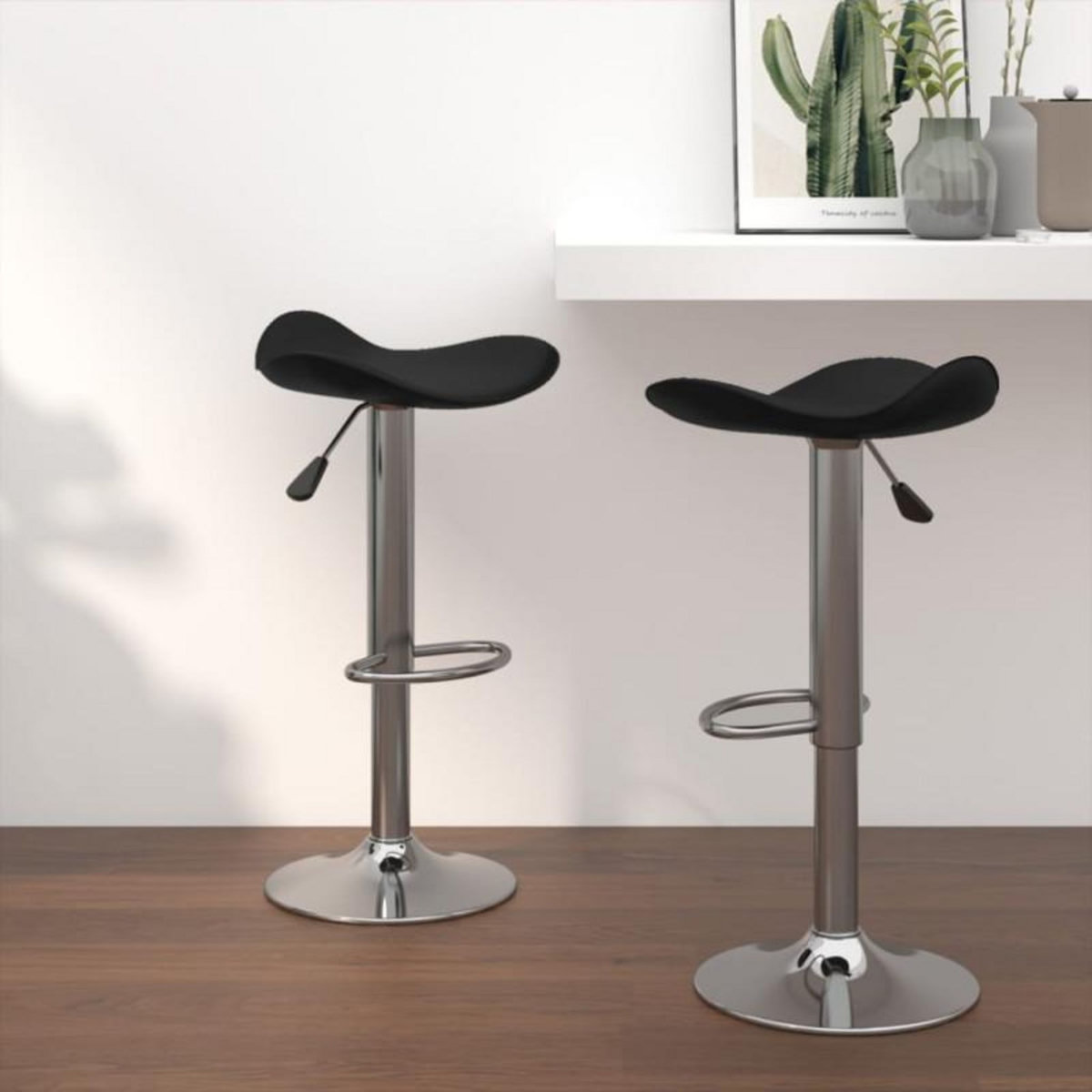 VIDAXL Tabourets de bar lot de 2 noir acier chromé et cuir artificiel