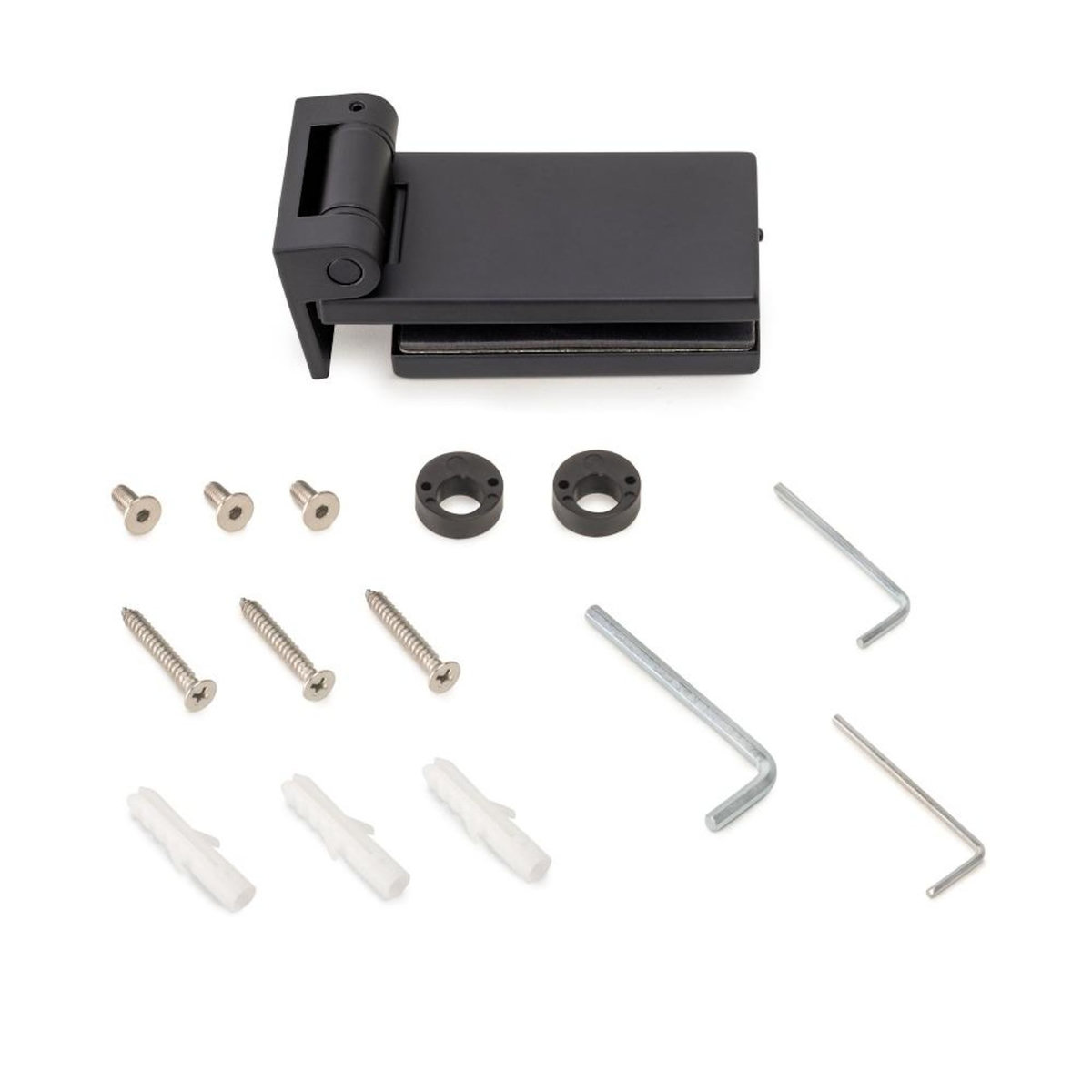 EMUCA SRL Charnière pour porte en verre avec garniture -  charnière horizontale avec embout de 40mm -  pour porte de 8-12mm -  aluminium et acier -  peinte en noir