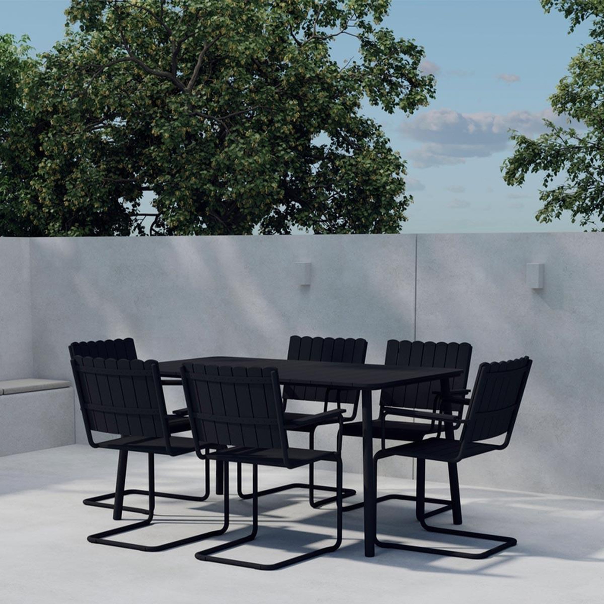 Voir la diapositive 4 : Paris Prix Ensemble table de jardin & 6 chaises  holmsund  150cm noir