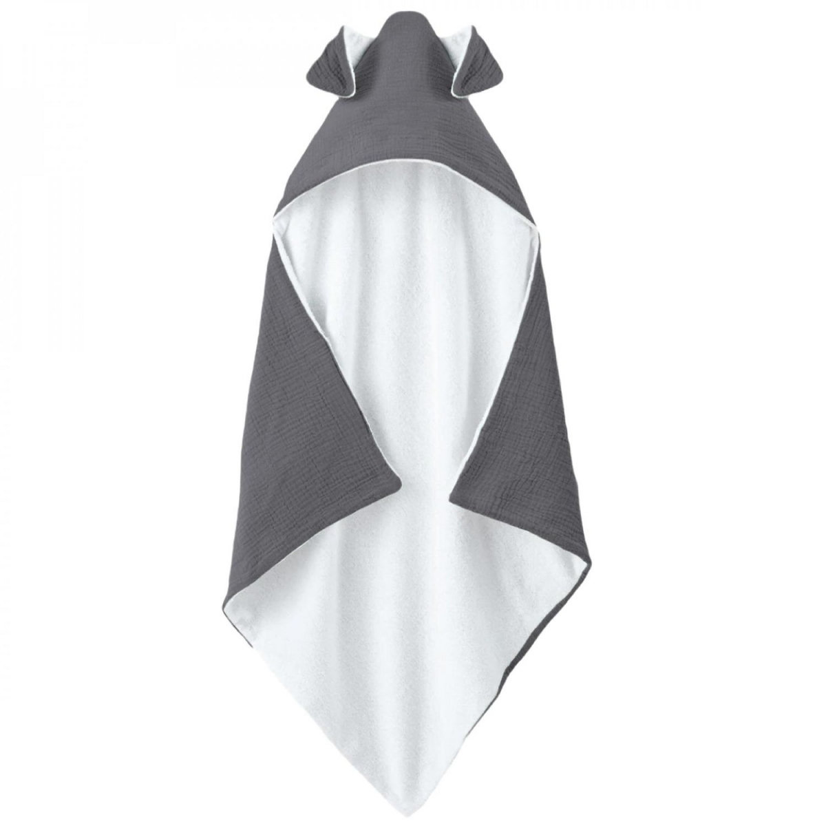 Monsieur Bébé Cape, sortie de bain pour bébé intérieur 100 % coton - 100 x 100 cm - Lapin - Gris