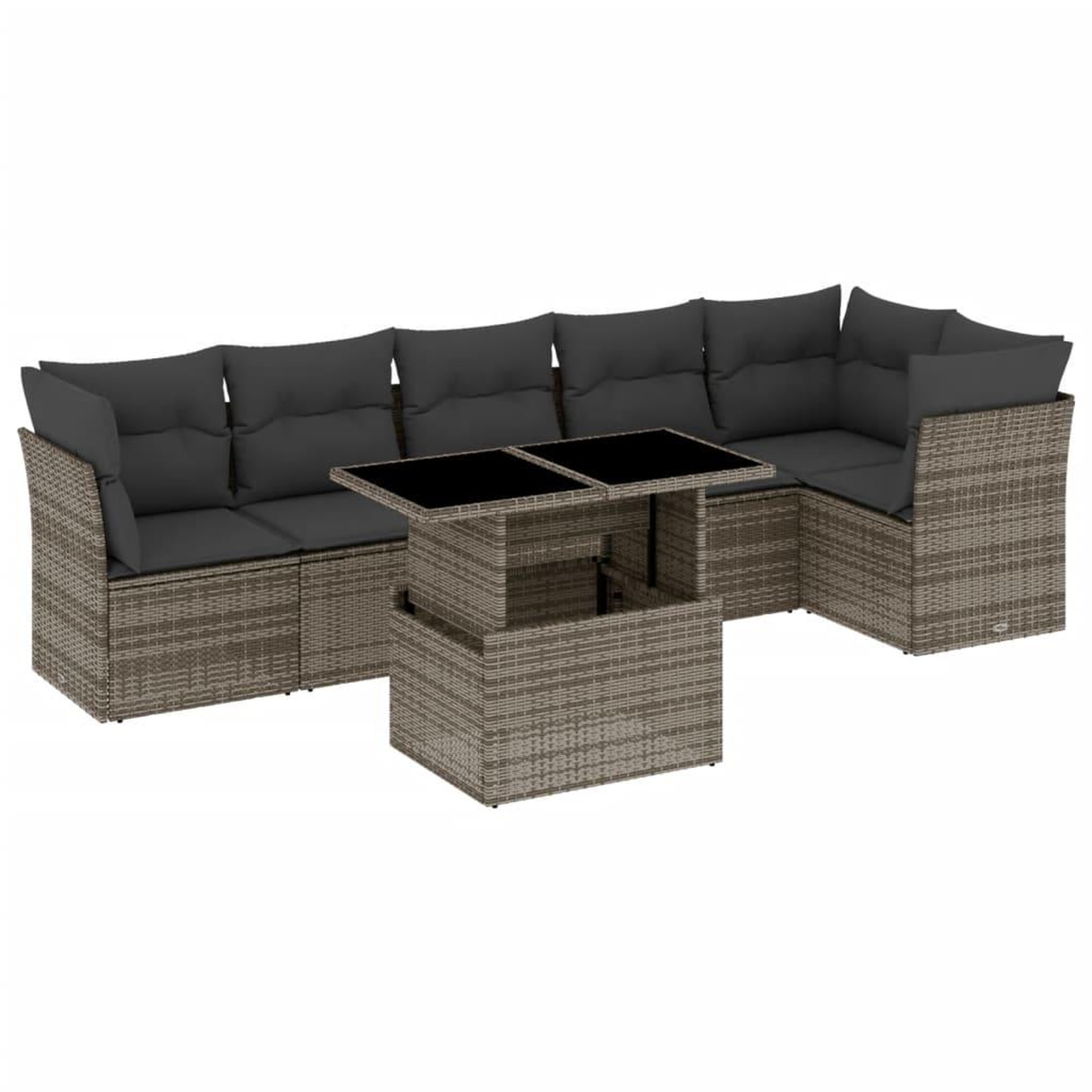 Voir la diapositive 2 : VIDAXL Salon de jardin avec coussins 7 pcs gris resine tressee