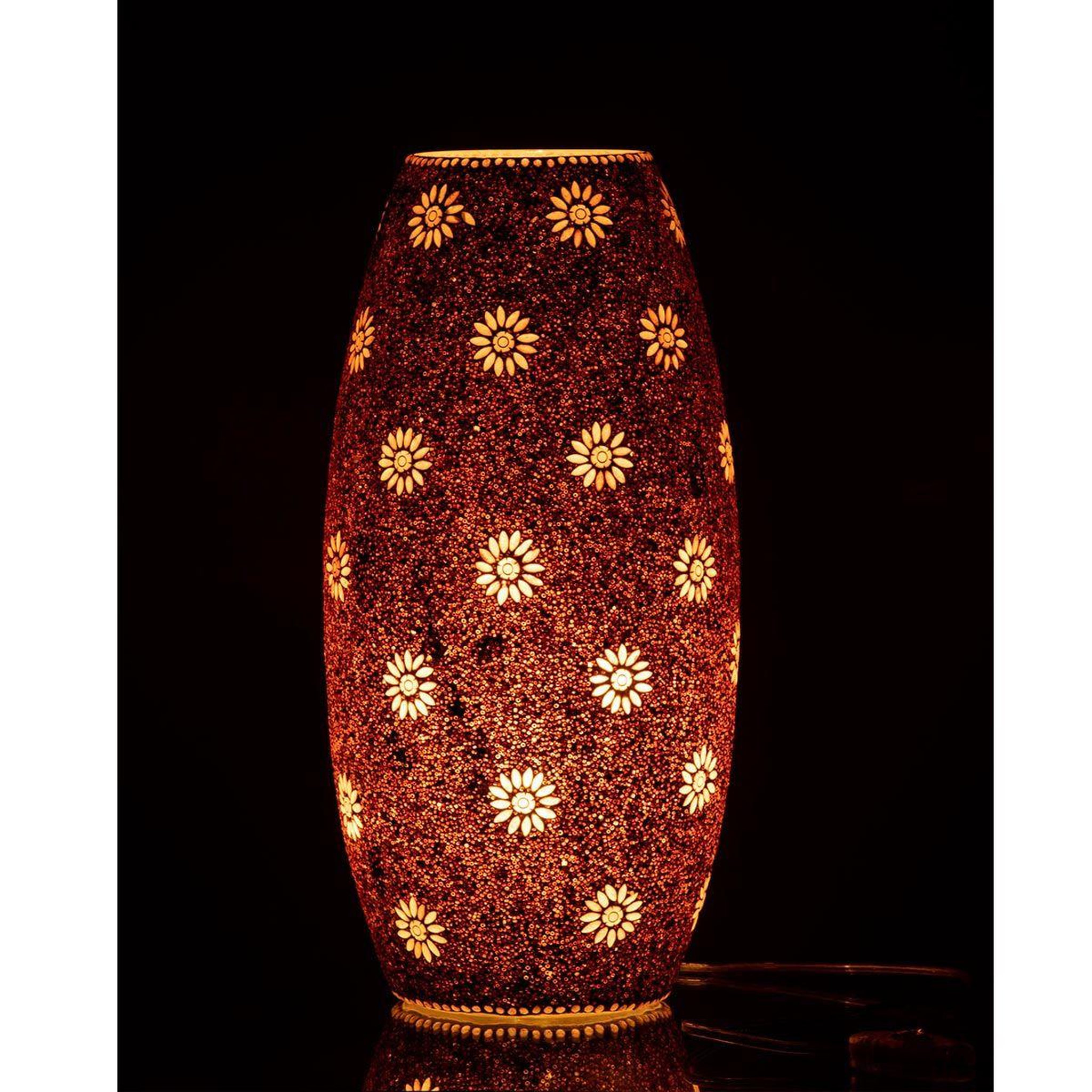 Voir la diapositive 3 : J-LINE Lampe à poser en verre  bram  42cm rouge
