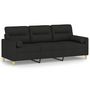 Voir la diapositive 2 : VIDAXL Canape 3 places avec oreillers decoratifs noir 180 cm tissu