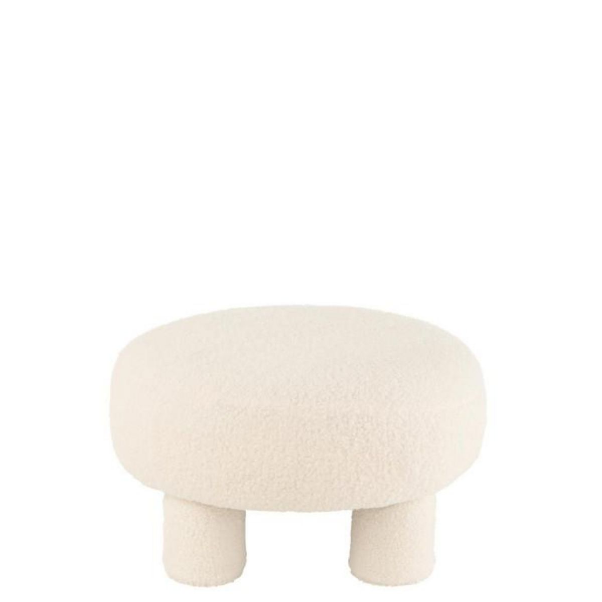 Paris Prix Pouf Rond Bouclette  Teddy  52cm Blanc