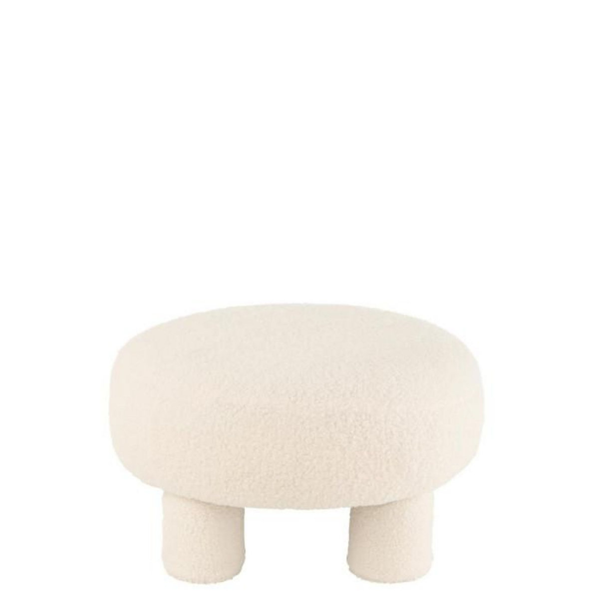 Paris Prix Pouf Rond Bouclette  Teddy  52cm Blanc