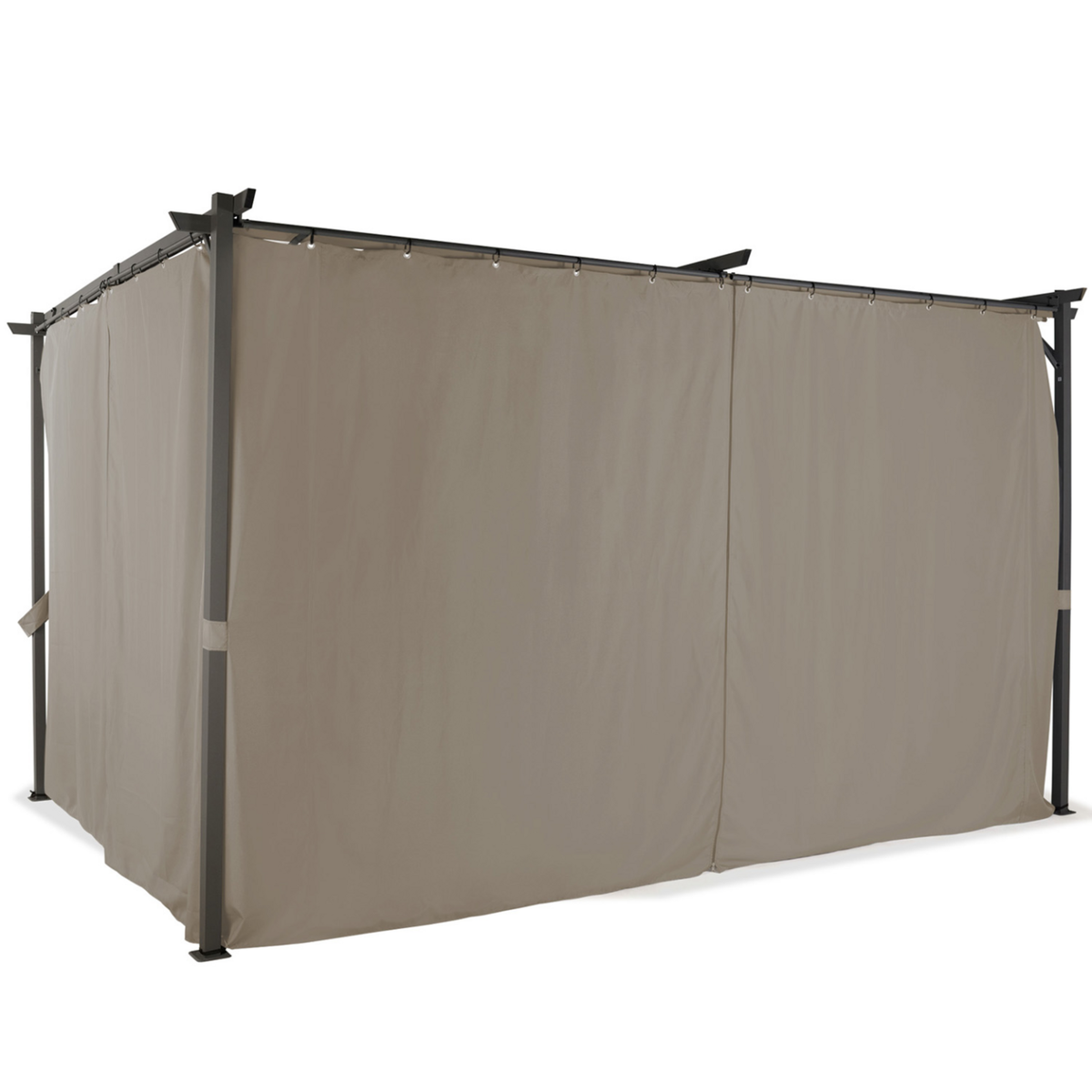ID MARKET Pergola édition limitée toit rétractable 3x4 M et 4 rideaux taupe