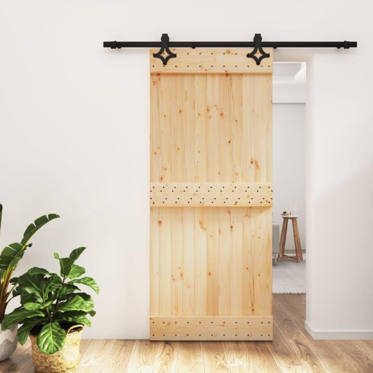 VIDAXL Porte coulissante et kit de quincaillerie 90x210 cm pin massif