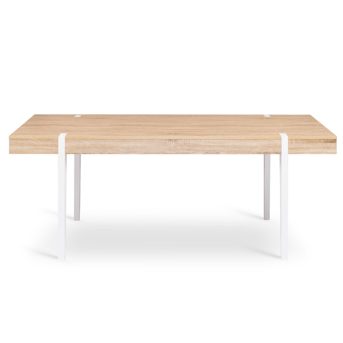 ID MARKET Table à manger rectangle AUSTRIA 10 personnes bois pieds épingle blanc 200 cm