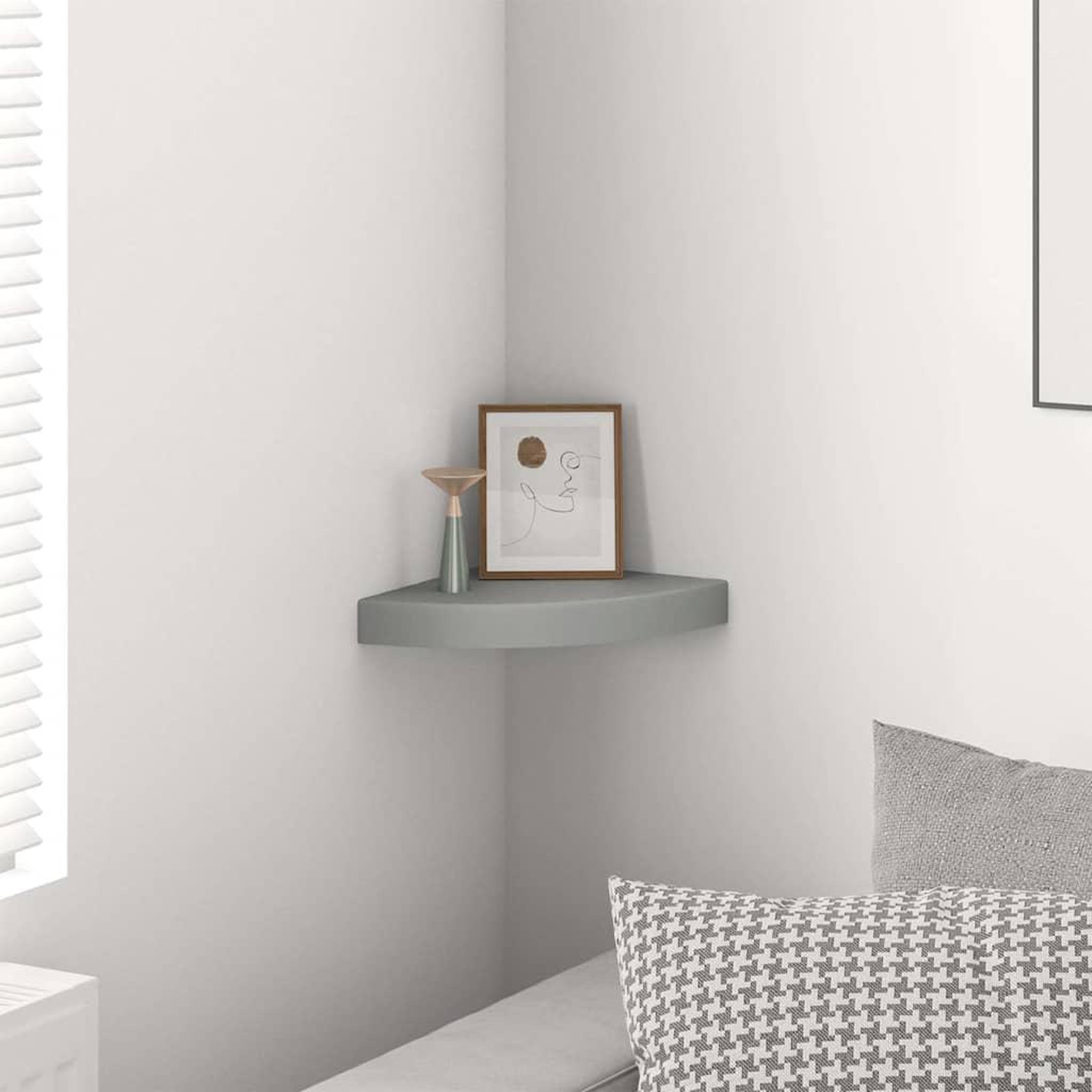Voir la diapositive 4 : VIDAXL Etagere d'angle flottante gris 25x25x3,8 cm MDF