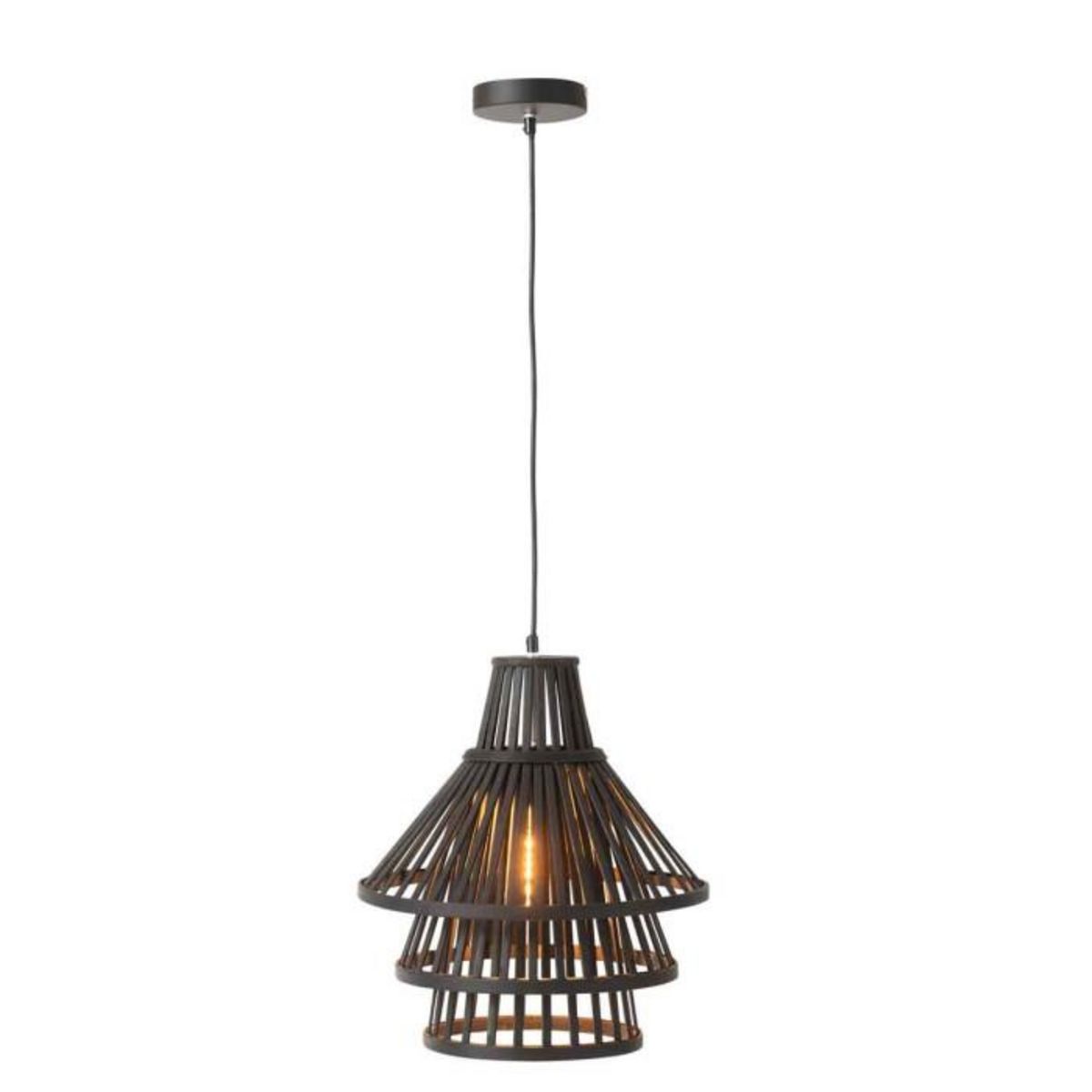 Paris Prix Lampe Suspension en Bambou  Midano  30cm Noir