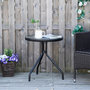 Voir la diapositive 2 : OUTSUNNY Table basse ronde bistro de jardin dim. Ø 50 x 55H cm piètement trépied métal époxy noir plateau verre trempé