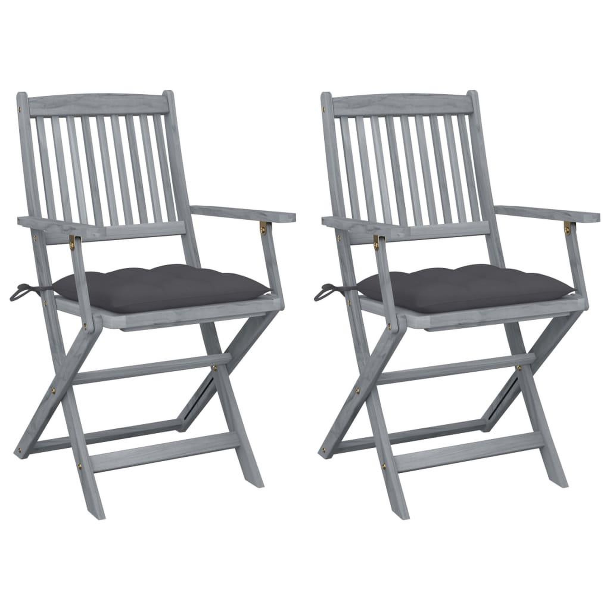 Voir la diapositive 1 : VIDAXL Chaises pliables d'exterieur lot de 2 et coussins Bois d'acacia
