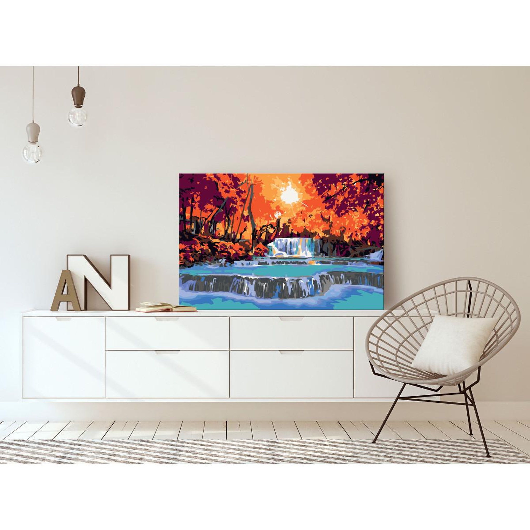 Voir la diapositive 2 : Paris Prix Tableau à Peindre Soi-Même  Cascade  40x60cm