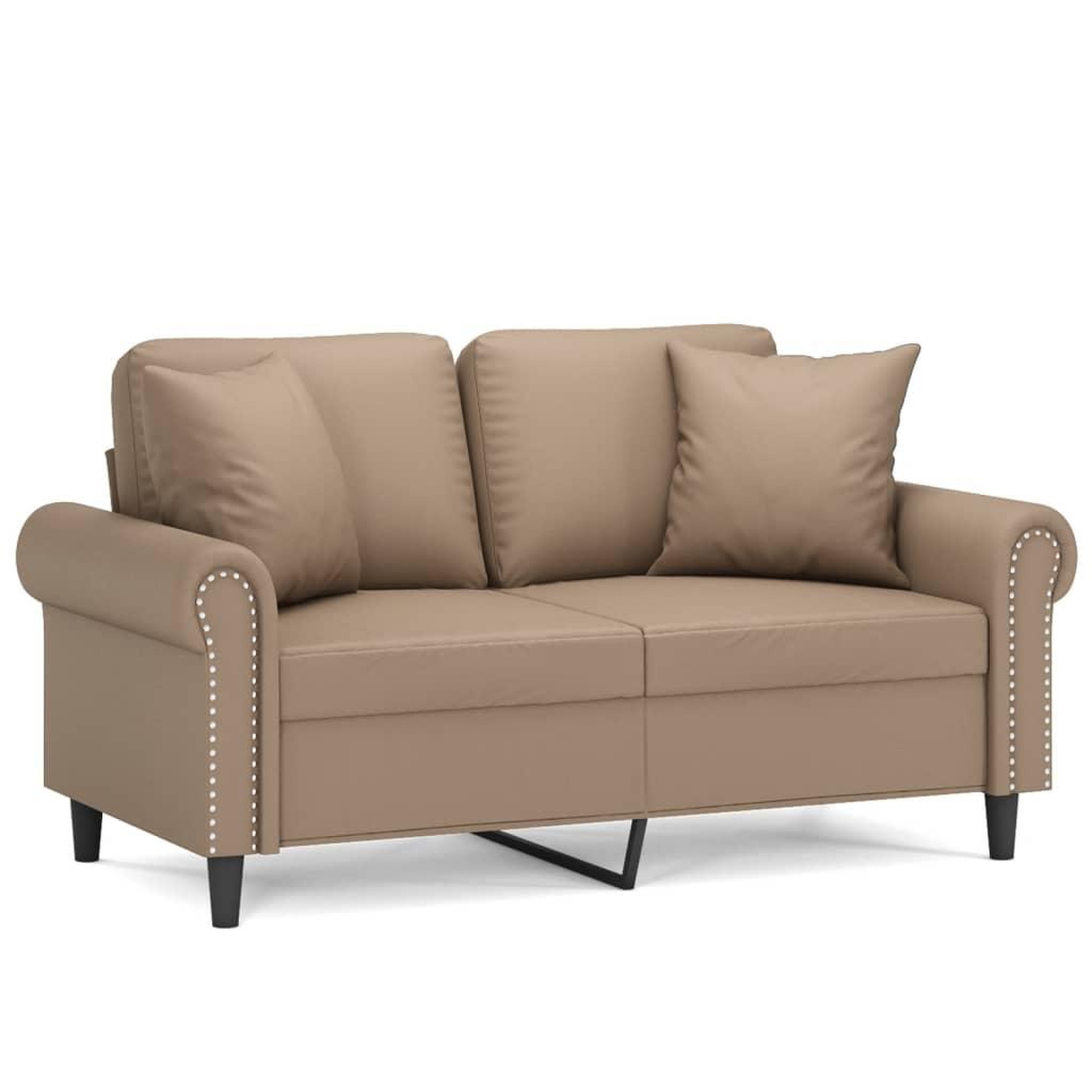 Voir la diapositive 2 : VIDAXL Canape 2 places avec oreillers cappuccino 120 cm similicuir