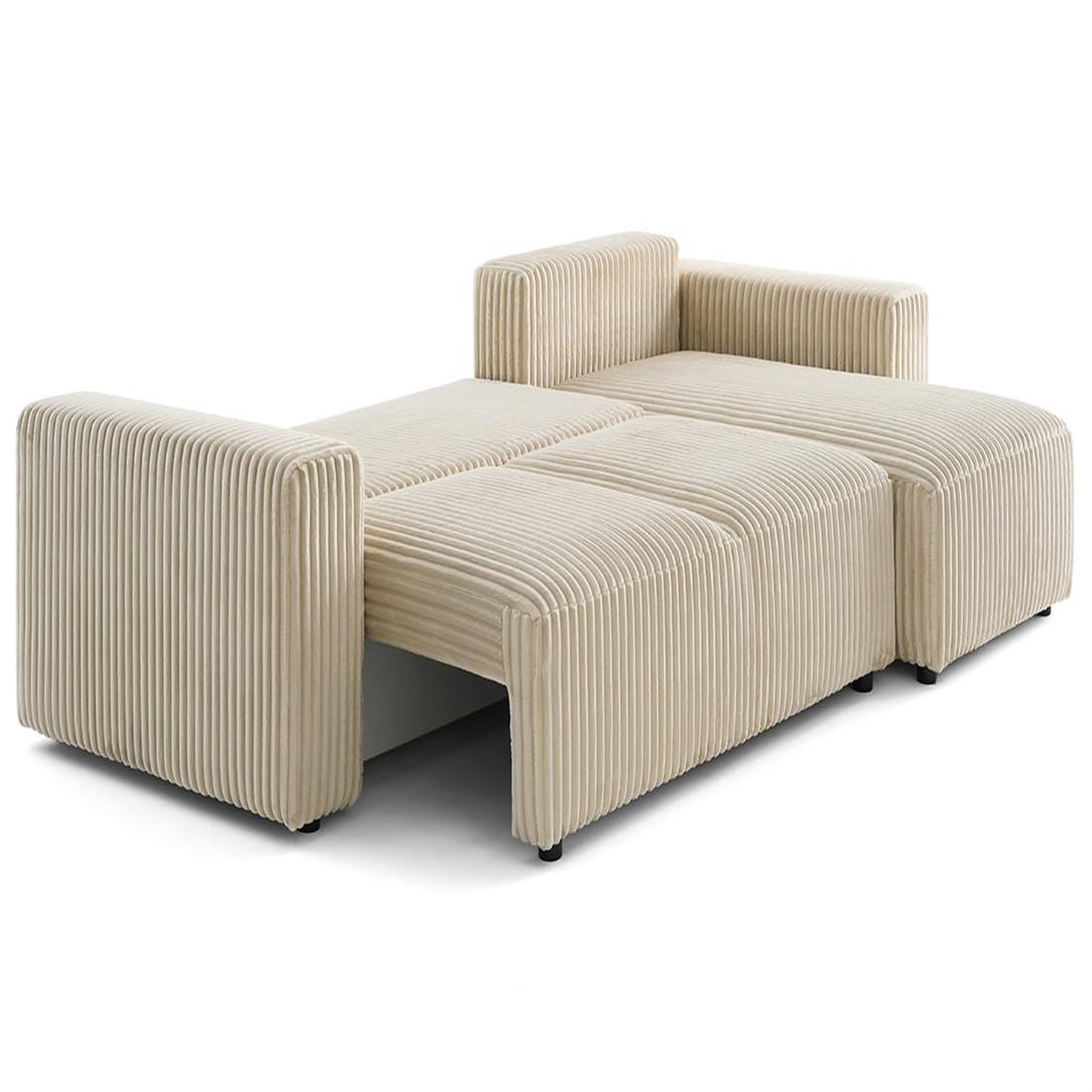 Voir la diapositive 2 : LISA DESIGN Livy - canapé d'angle réversible 4 places convertible avec coffre en velours côtelé grosses côtes